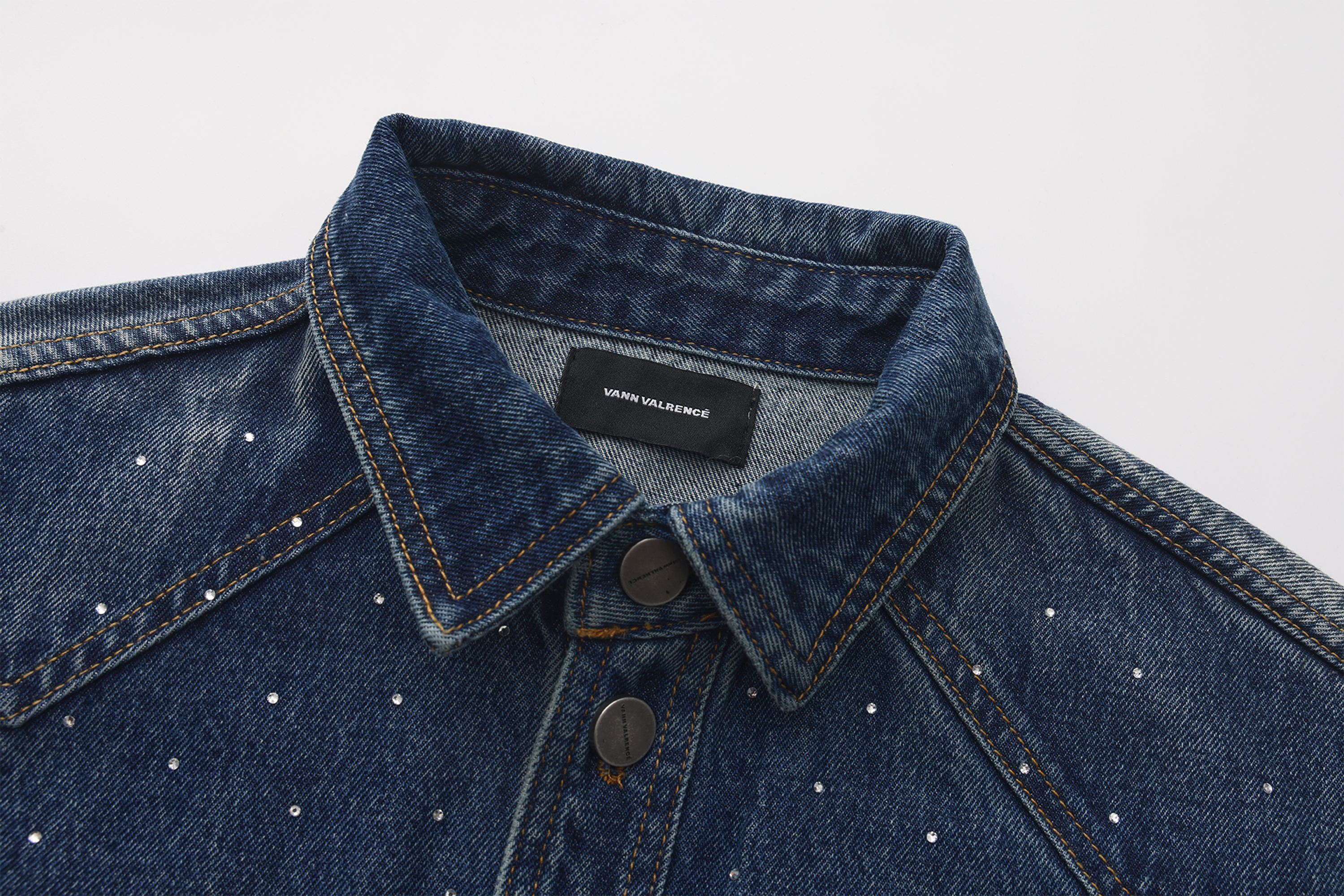 VANN VALRENCE Washed Diamond Denim Shirt Jacket