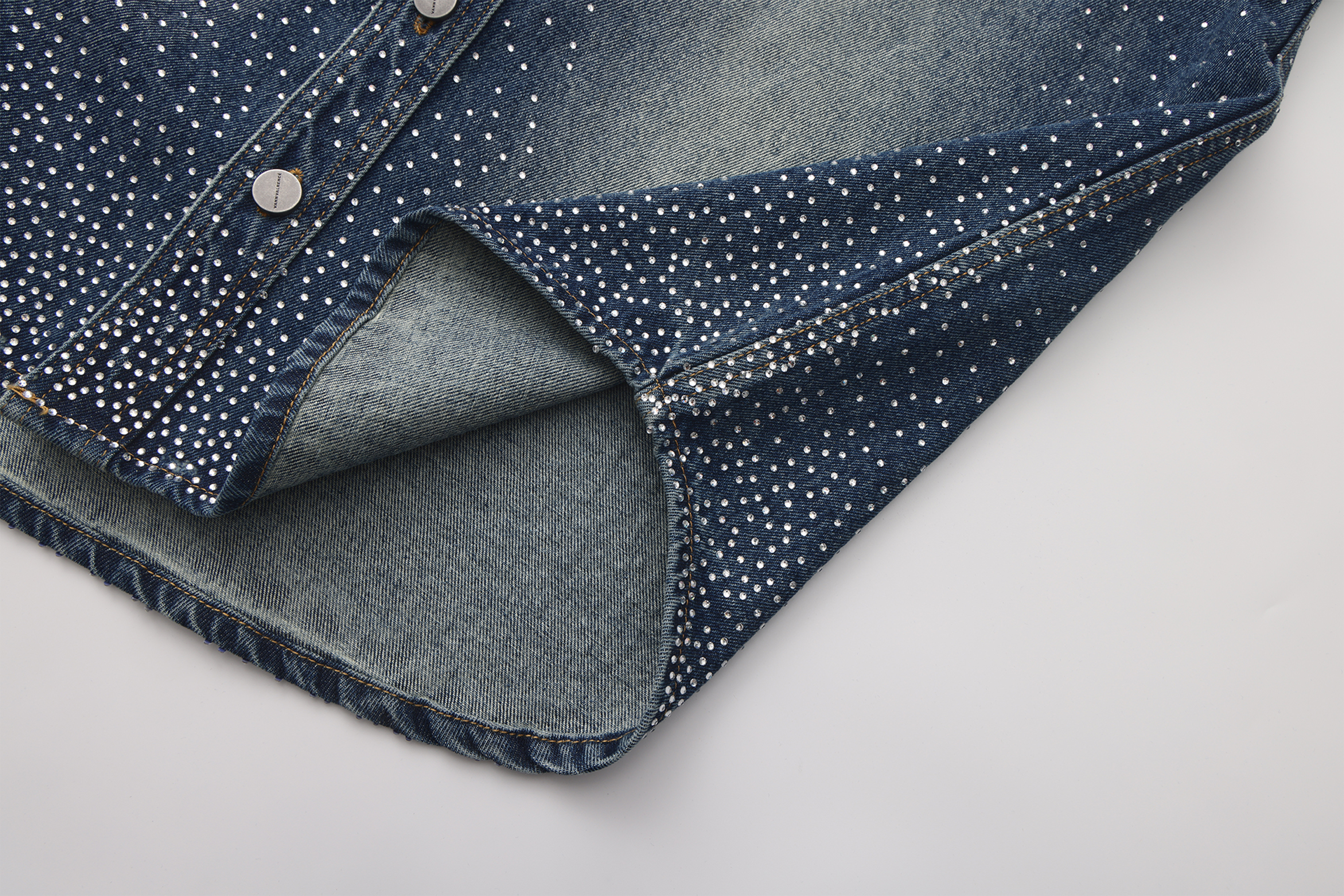 VANN VALRENCE Washed Diamond Denim Shirt Jacket