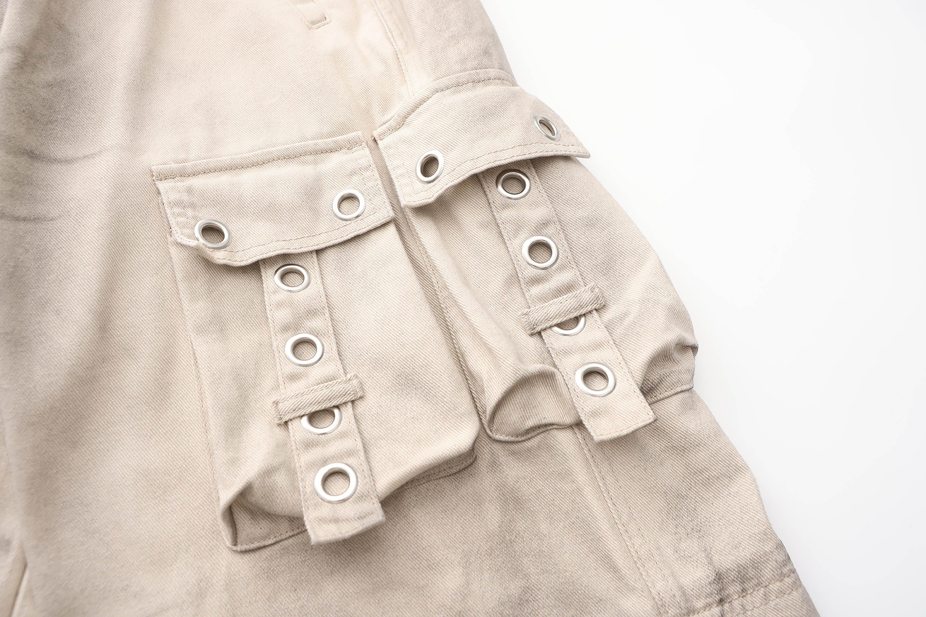 BLACK8MOB Distressed Paneled Multi-Pocket Cargo, premium urban and streetwear designers apparel on PROJECTISR.com, BLACK8MOB