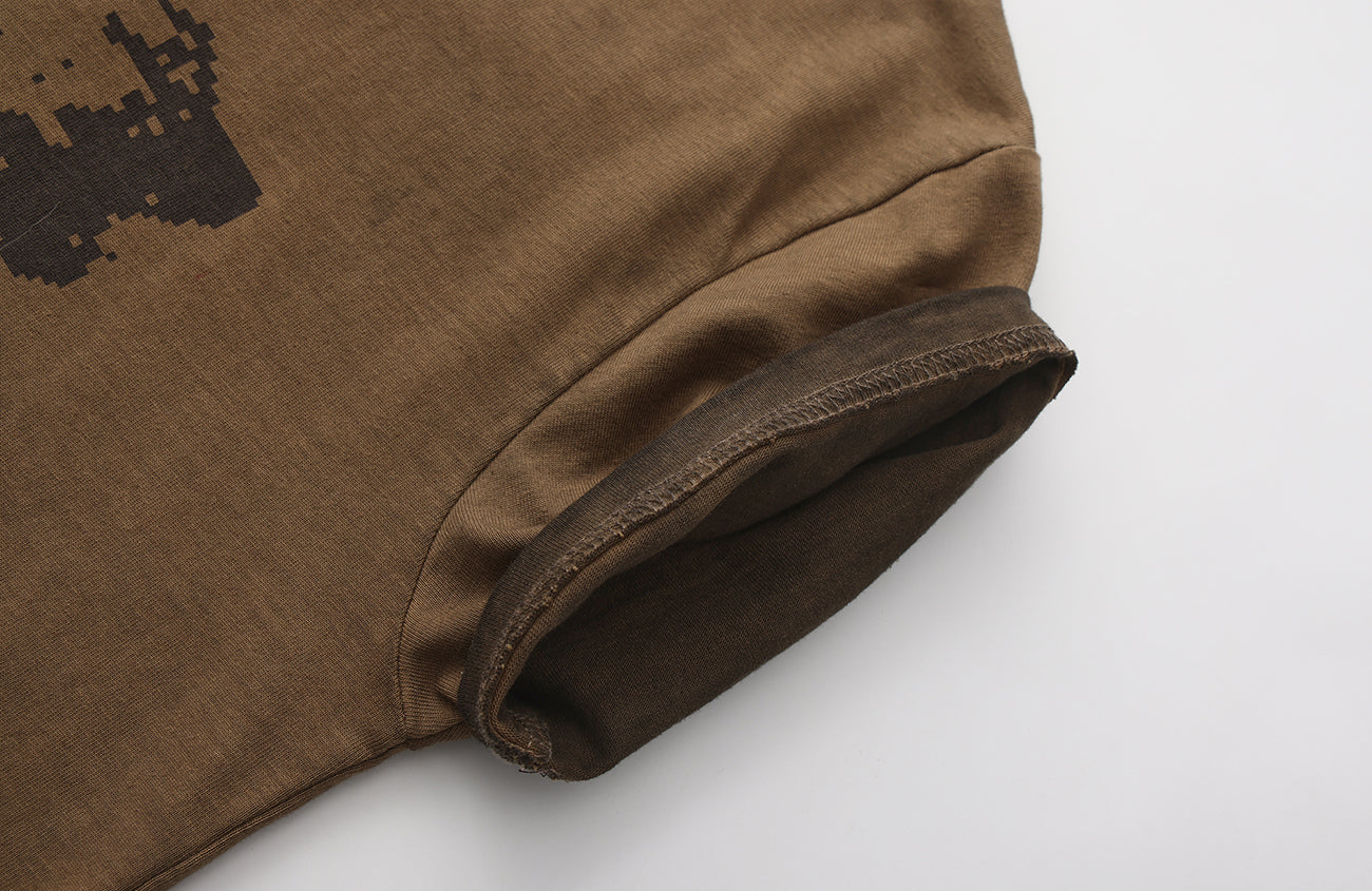 INTERRUPT Studded Roll-Sleeve Graphic T-Shirt