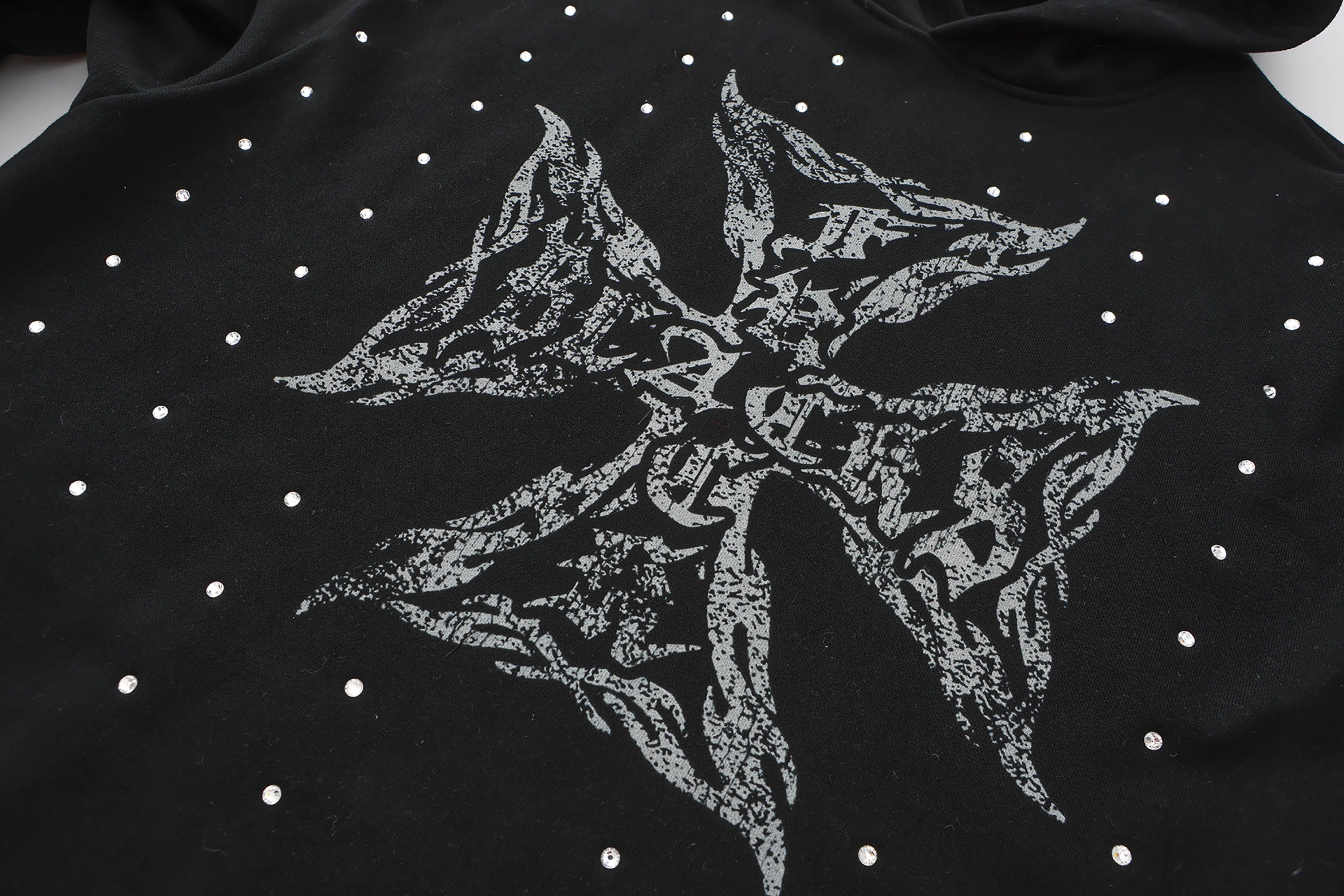 BLACK8MOB Full Studded Cross Hoodie, premium urban and streetwear designers apparel on PROJECTISR.com, BLACK8MOB