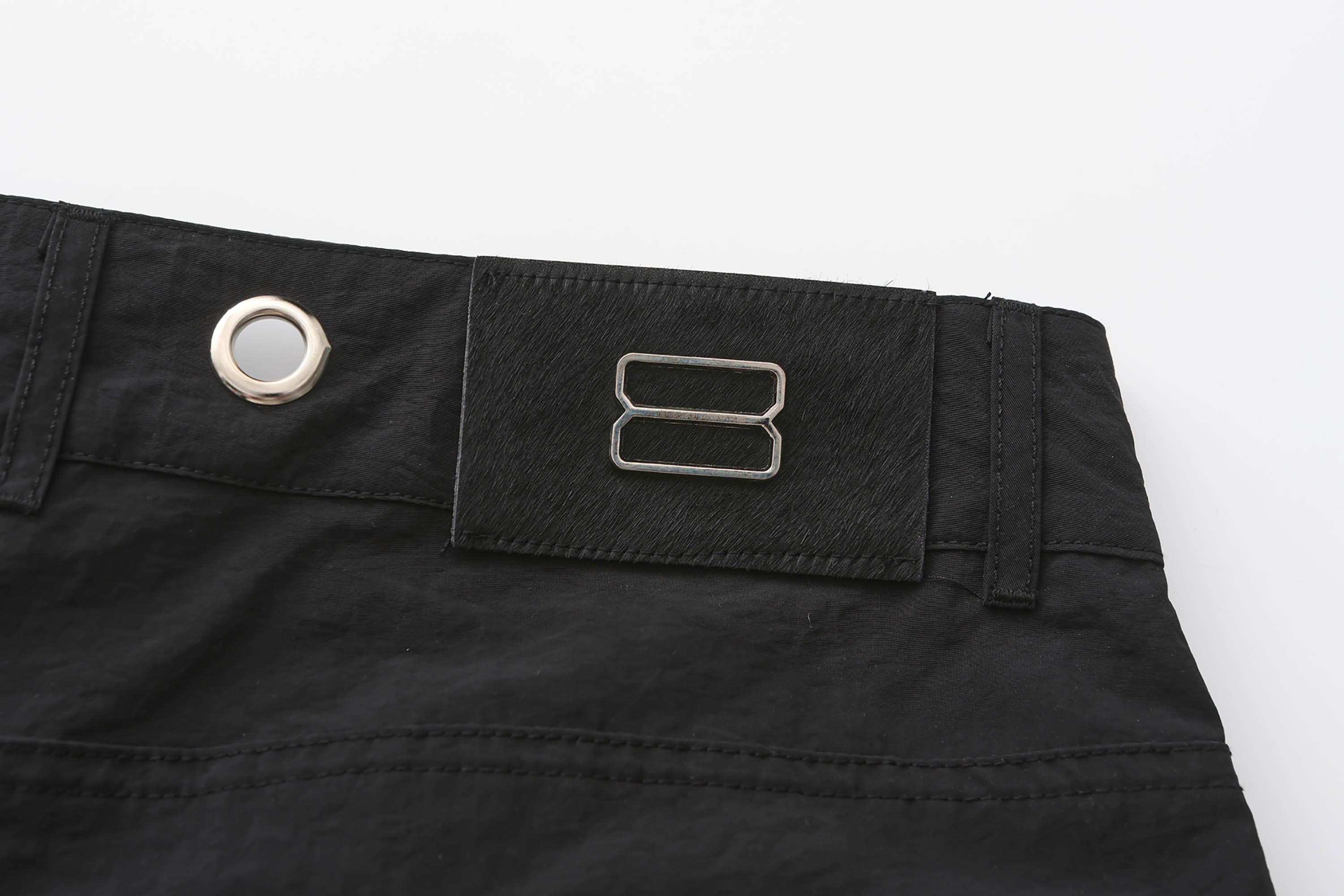 BLACK8MOB Eyelet Waist Tie Multi-Pocket Parachute Pants, premium urban and streetwear designers apparel on PROJECTISR.com, BLACK8MOB