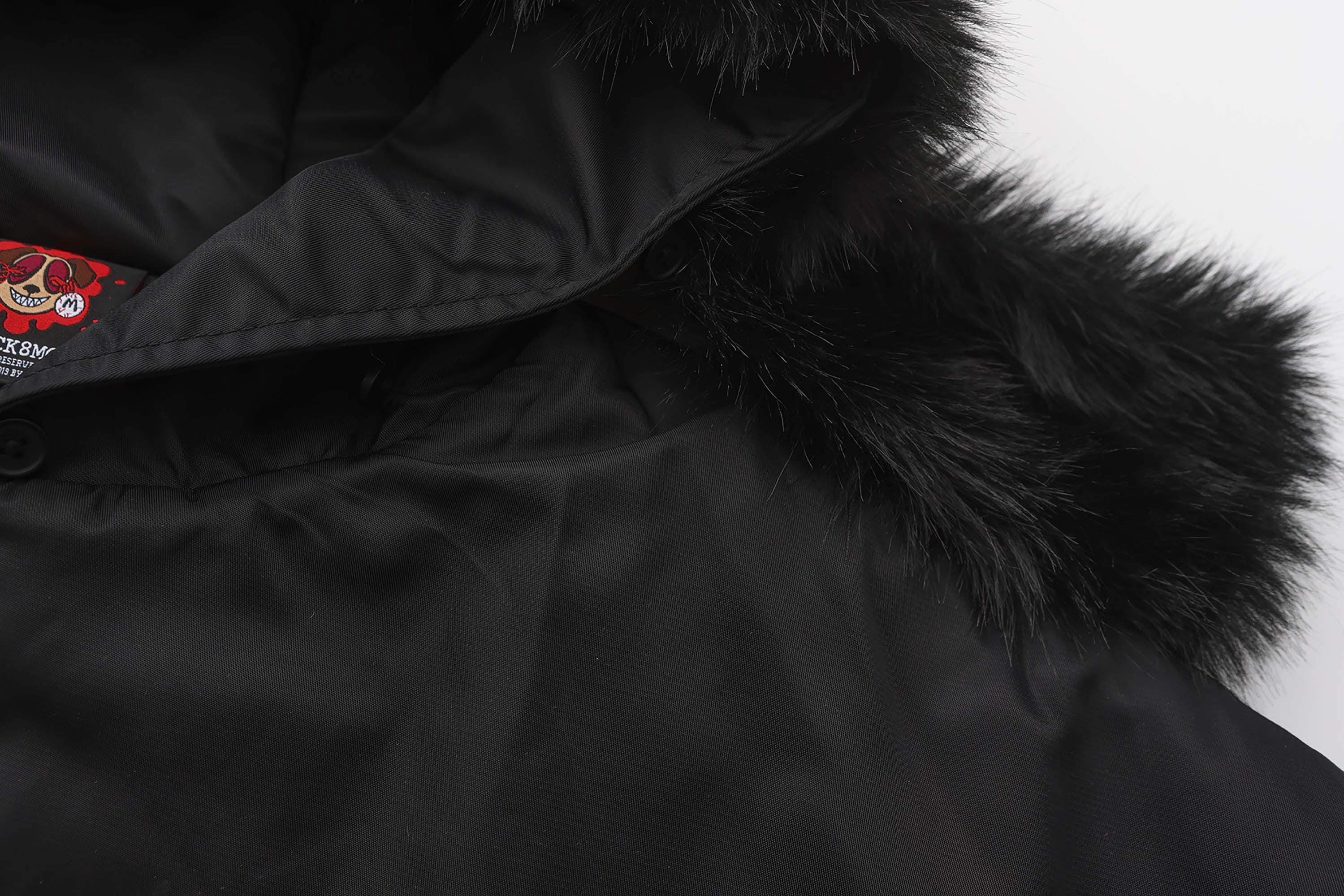 BLACK8MOB Flame Detachable-Fur Hooded Jacket, premium urban and streetwear designers apparel on PROJECTISR.com, BLACK8MOB