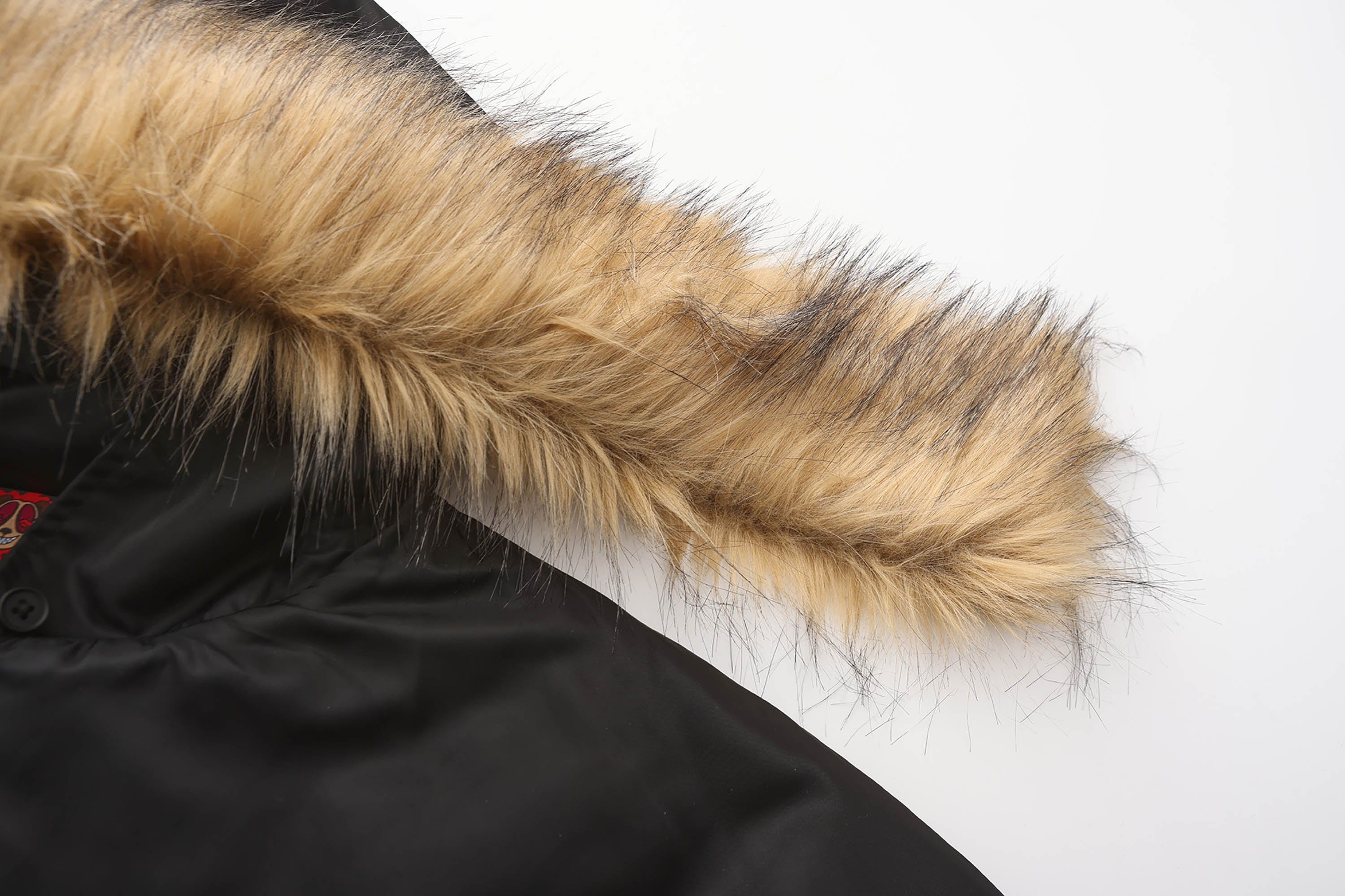 BLACK8MOB Flame Detachable-Fur Hooded Jacket, premium urban and streetwear designers apparel on PROJECTISR.com, BLACK8MOB