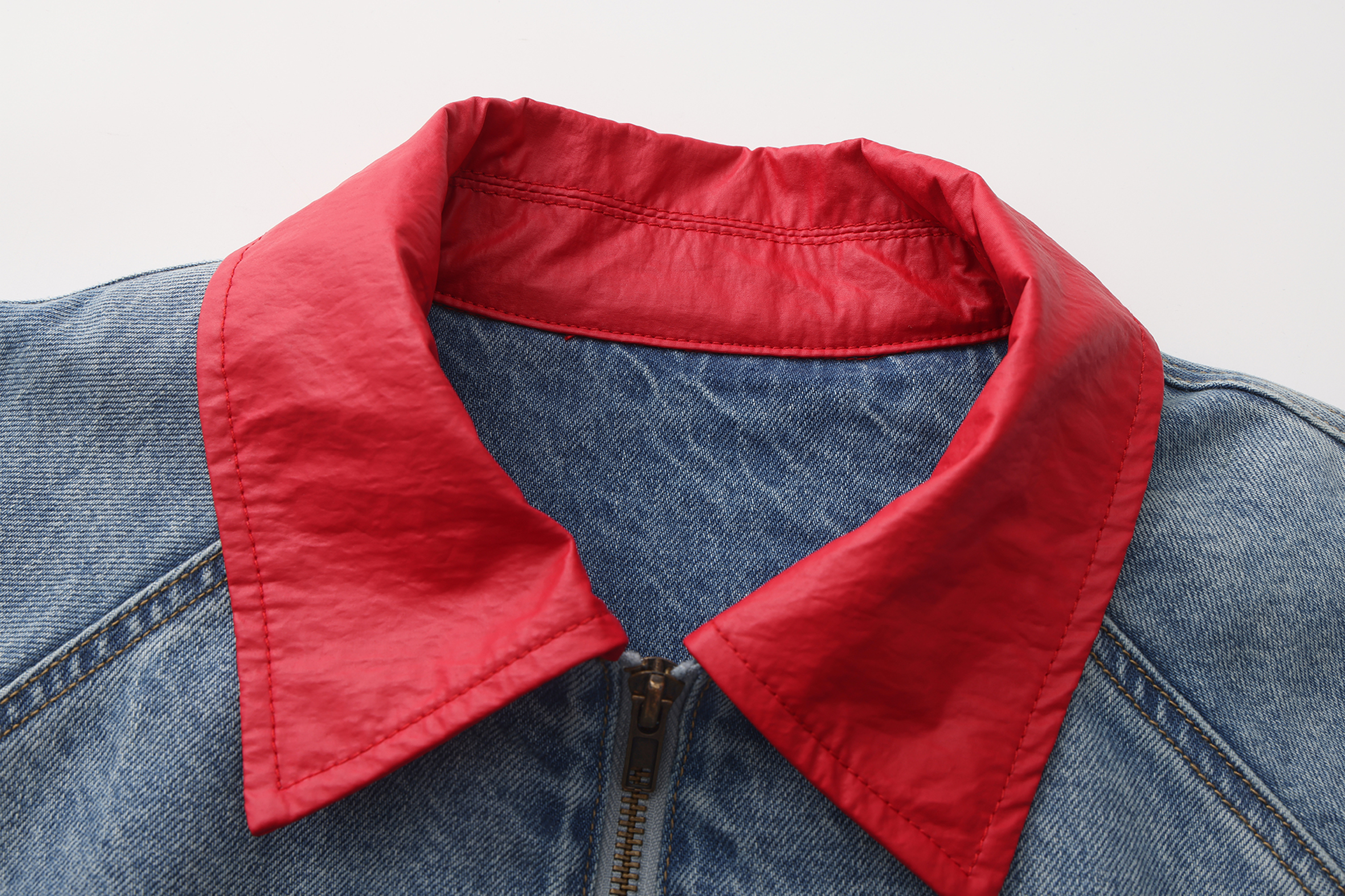 VANN VALRENCE Contrast LOGO Patch Washed Denim Jacket