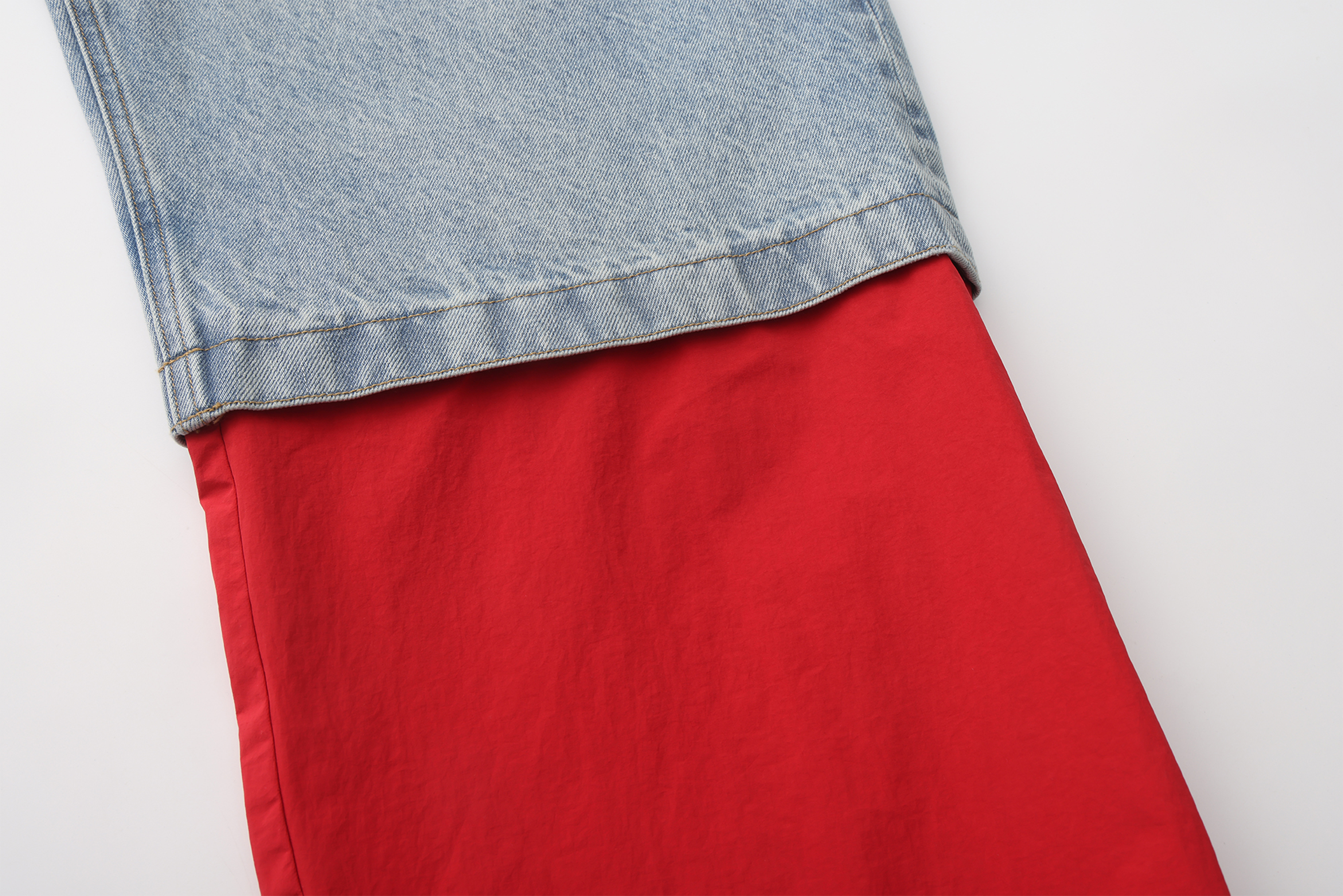 VANN VALRENCE Contrast Panel LOGO Patch Washed Jeans