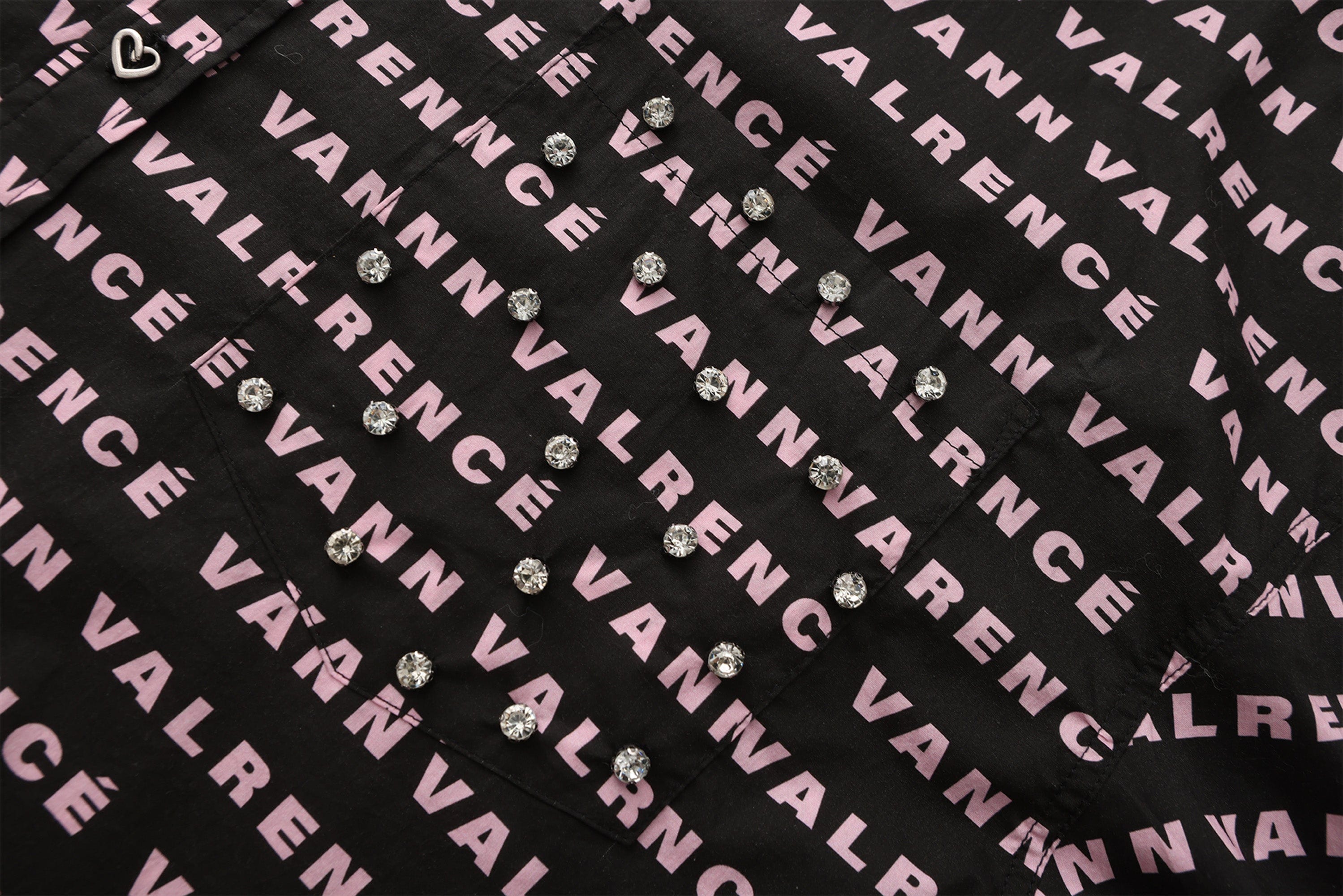 VANN VALRENCE Monogram Crystal-Studded Oversized Shirt, premium urban and streetwear designers apparel on PROJECTISR.com, VANN VALRENCE