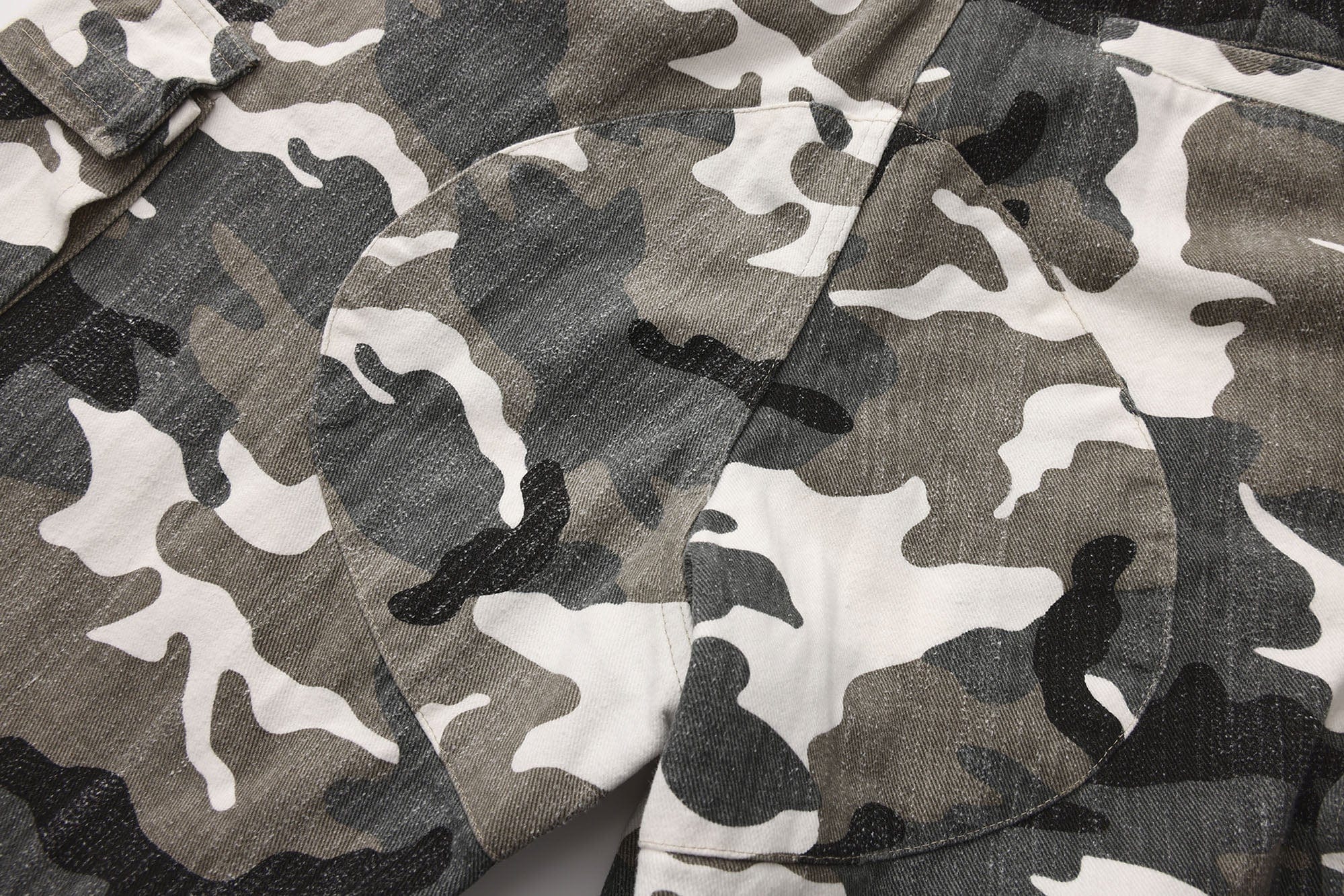 LUUUCAM Camo Pleated Panel Cargo Pants, premium urban and streetwear designers apparel on PROJECTISR.com, LUUUCAM