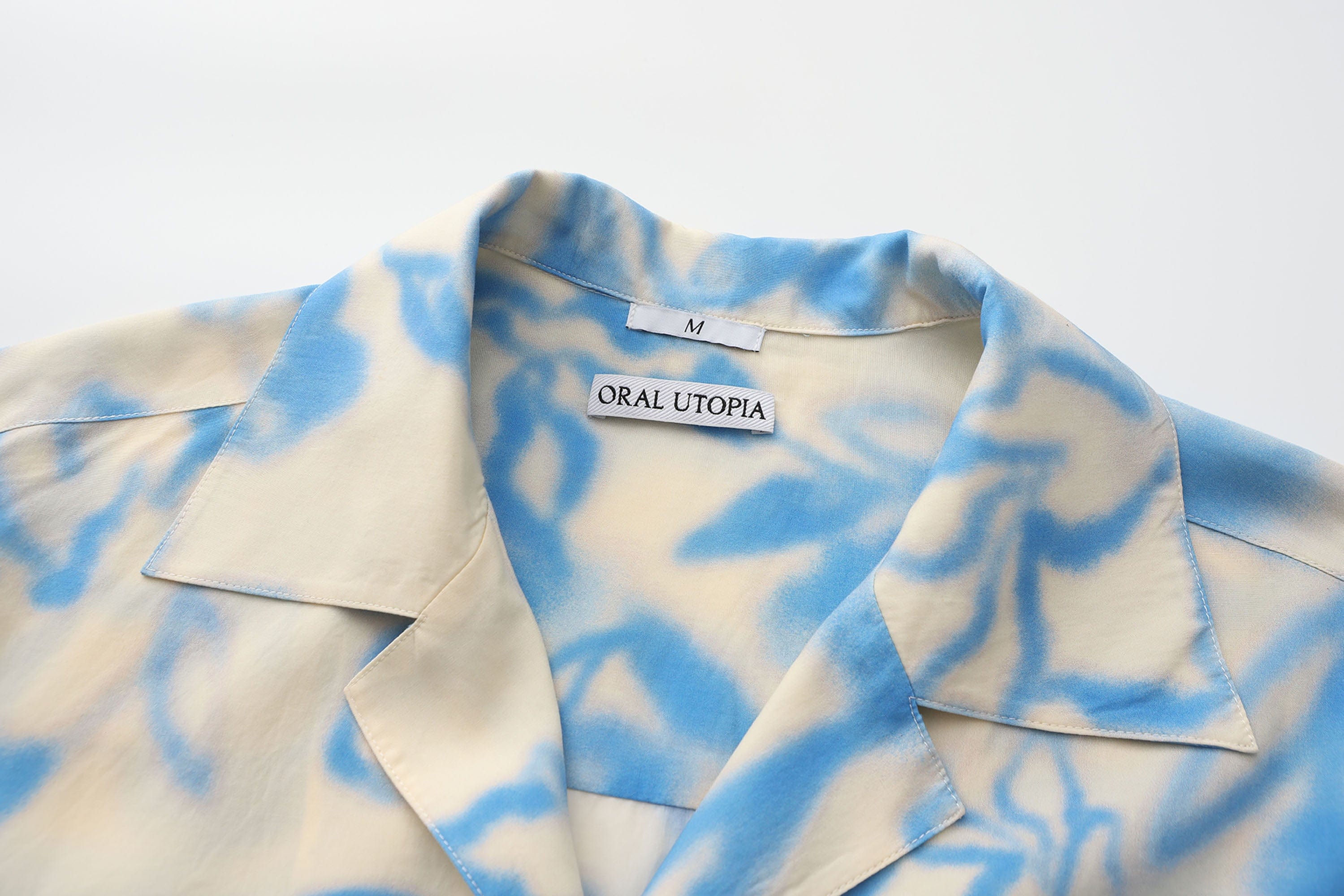 ORAL UTOPIA Airbrushed Floral Tencel Cuban Half Shirt, premium urban and streetwear designers apparel on PROJECTISR.com, ORAL UTOPIA