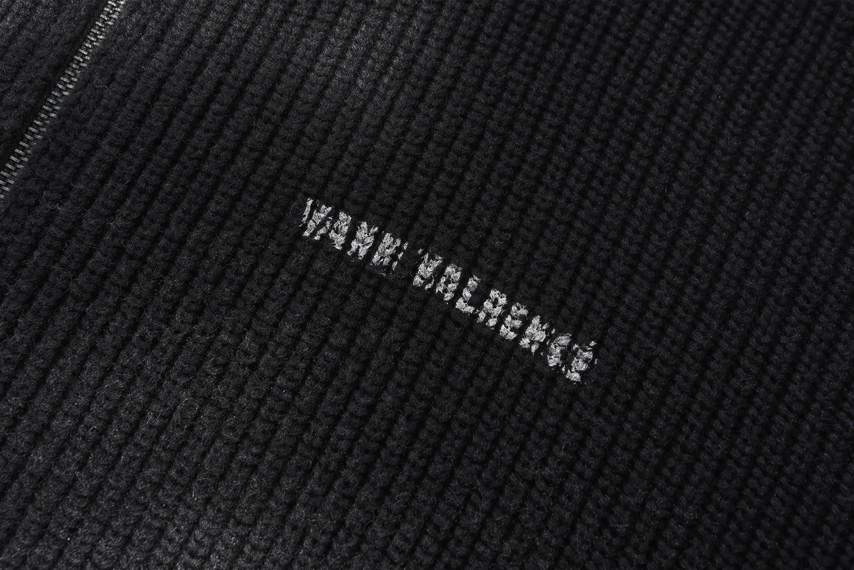 VANN VALRENCE Distressed Ombre Zip-Up Cardigan