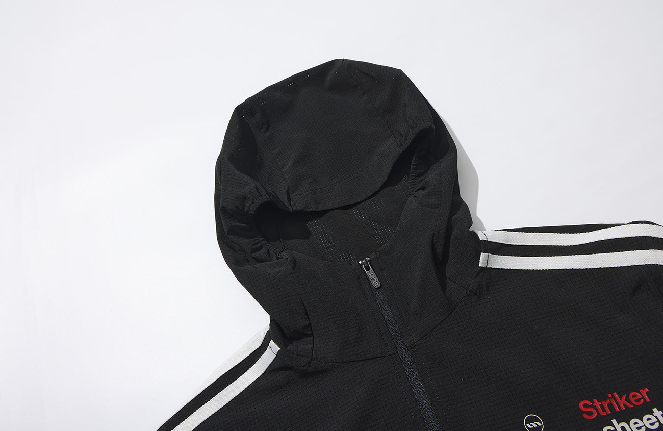 UMAMIISM Striped Hooded Running Jacket, premium urban and streetwear designers apparel on PROJECTISR.com, UMAMIISM