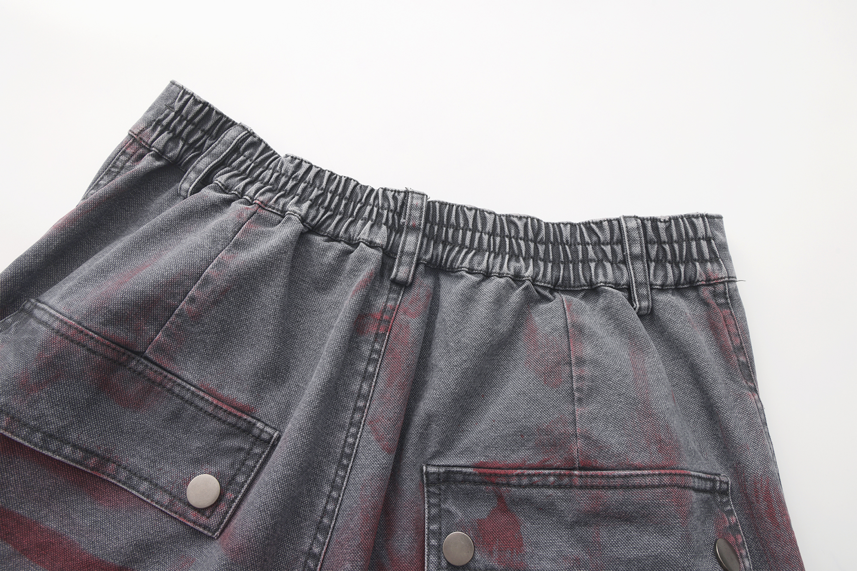 VANN VALRENCE Washed Distressed Multi-Pocket Utility Jeans