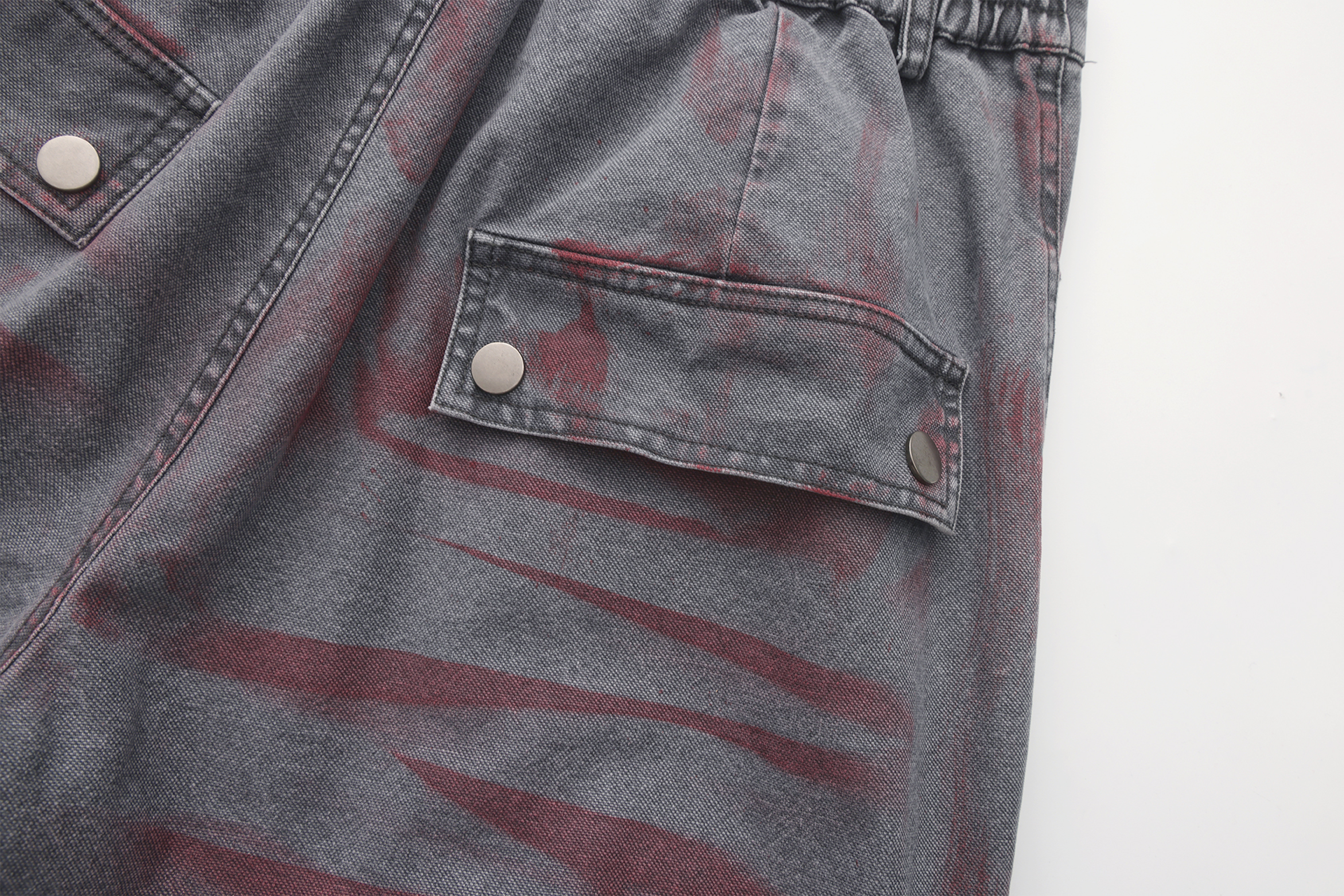VANN VALRENCE Washed Distressed Multi-Pocket Utility Jeans
