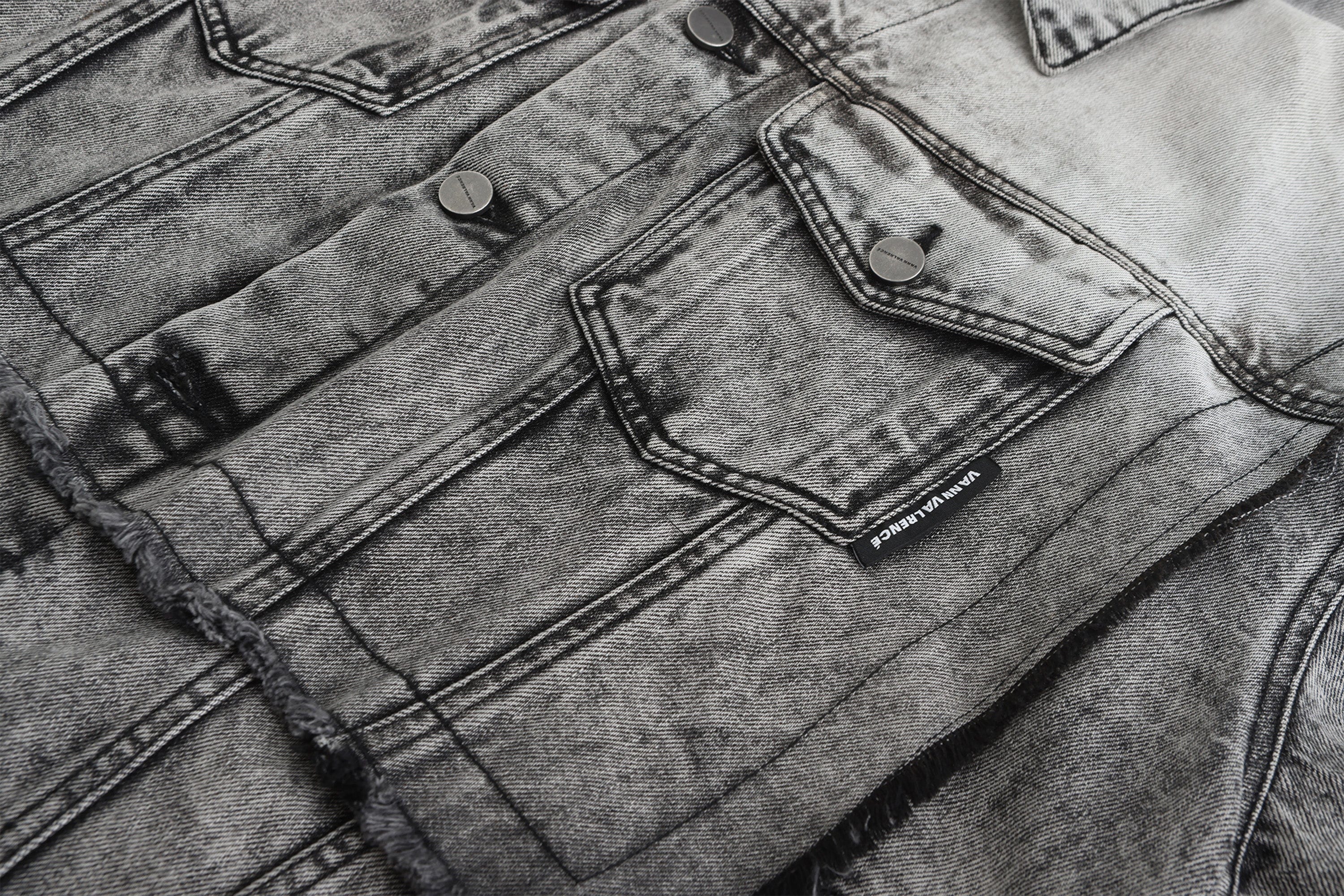 VANN VALRENCE Structural Panel Acid-Washed Oversized Denim Jacket, premium urban and streetwear designers apparel on PROJECTISR.com, VANN VALRENCE
