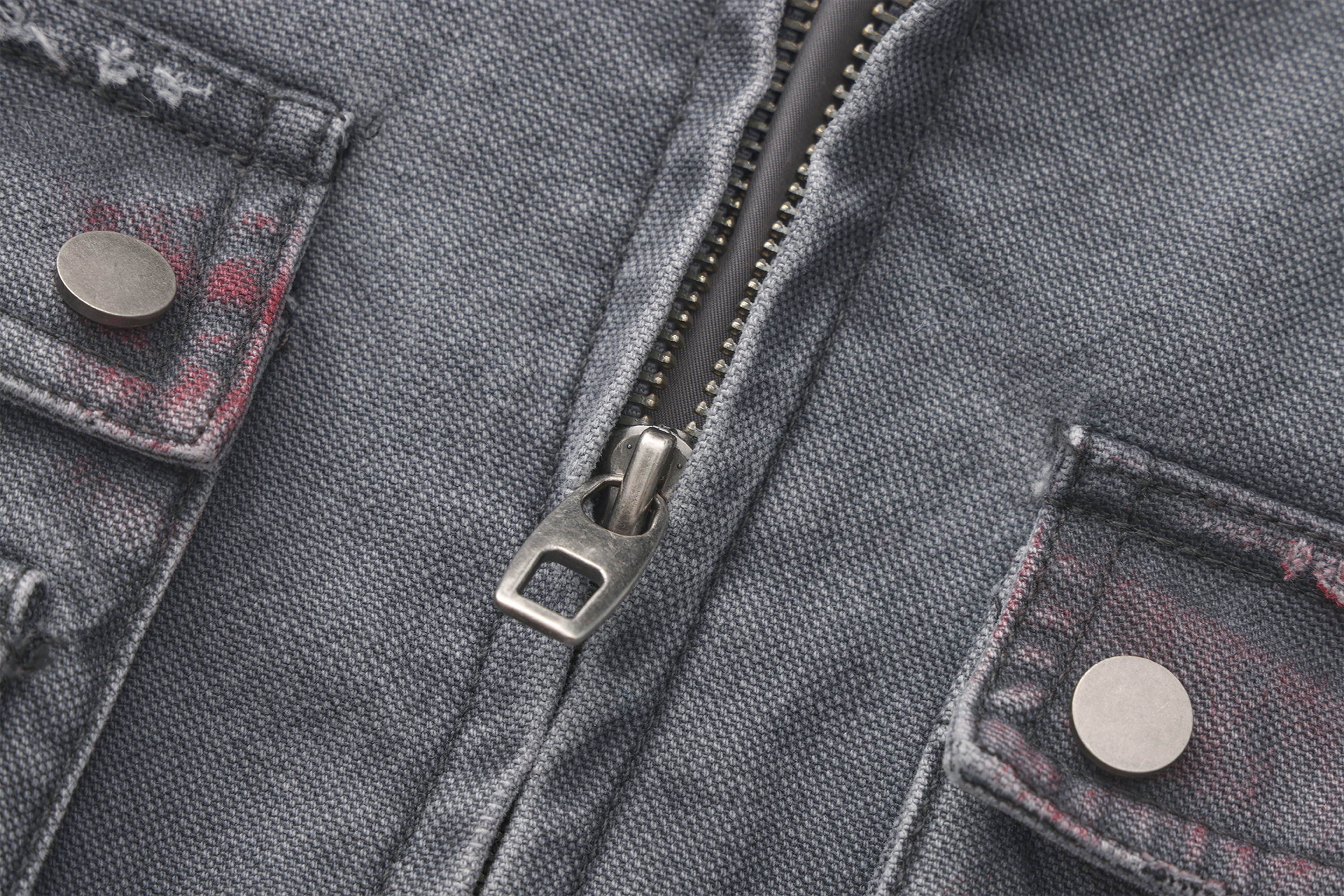 VANN VALRENCE Washed Distressed Multi-Pocket Utility Denim Jacket