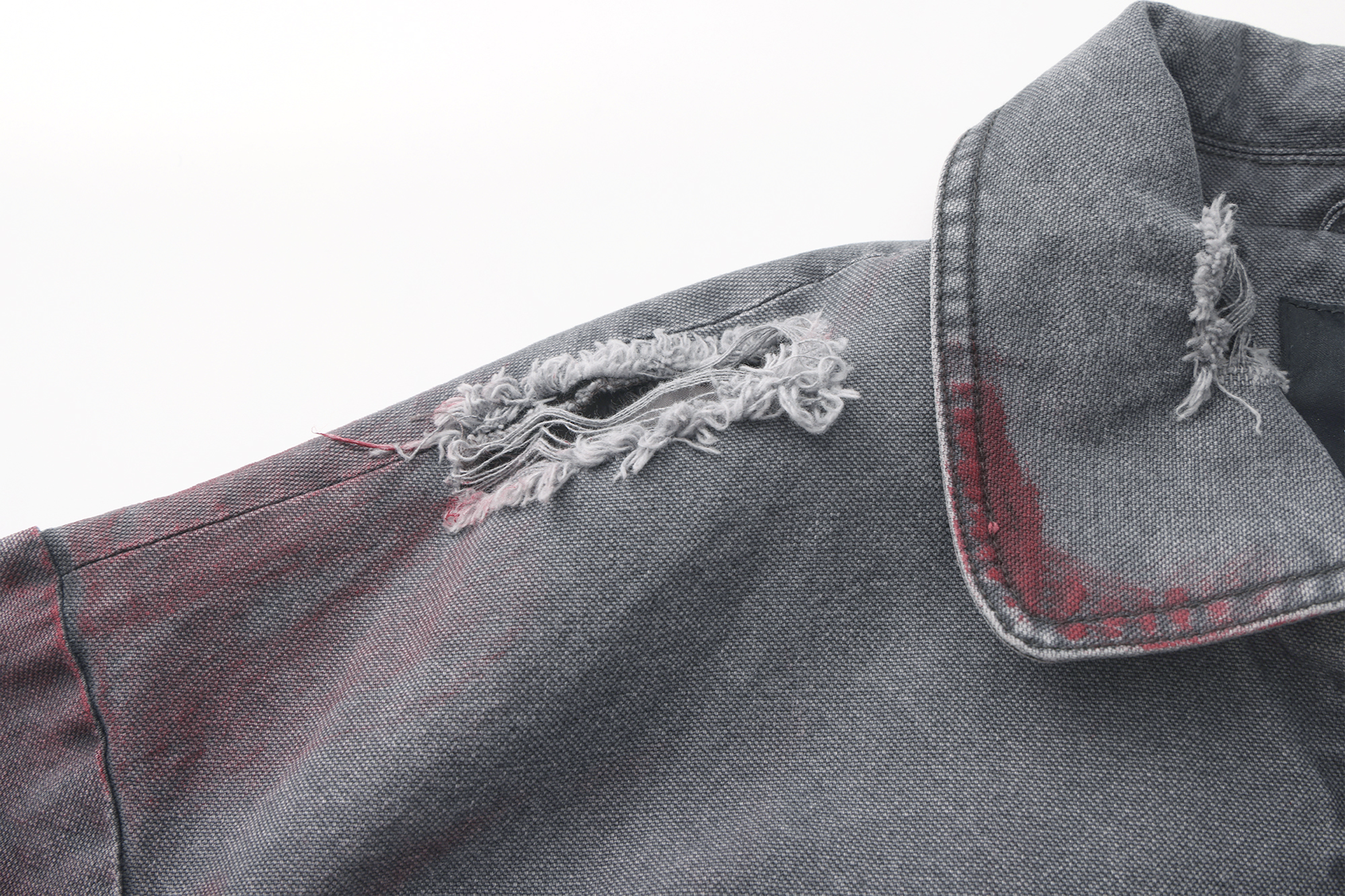 VANN VALRENCE Washed Distressed Multi-Pocket Utility Denim Jacket