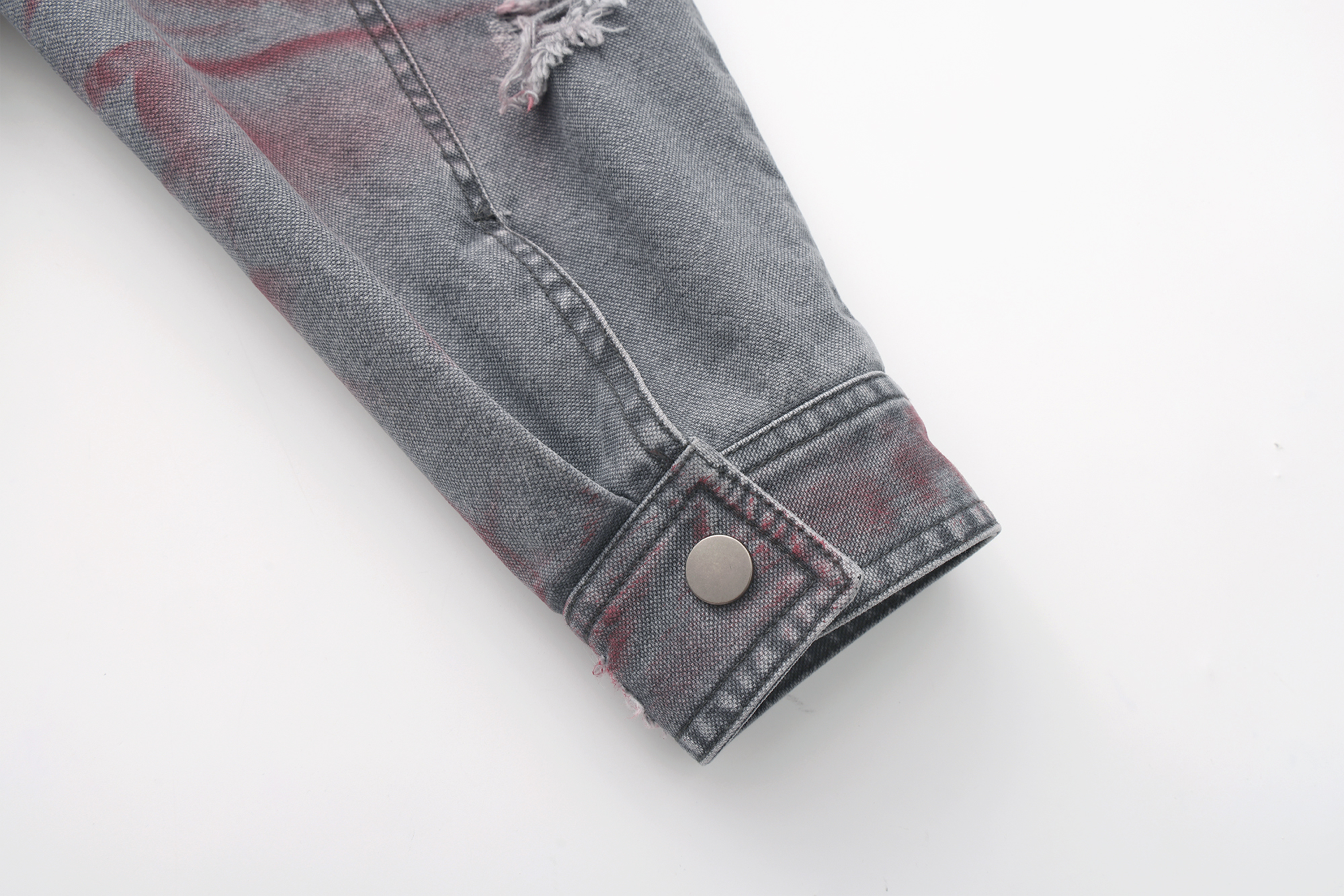 VANN VALRENCE Washed Distressed Multi-Pocket Utility Denim Jacket