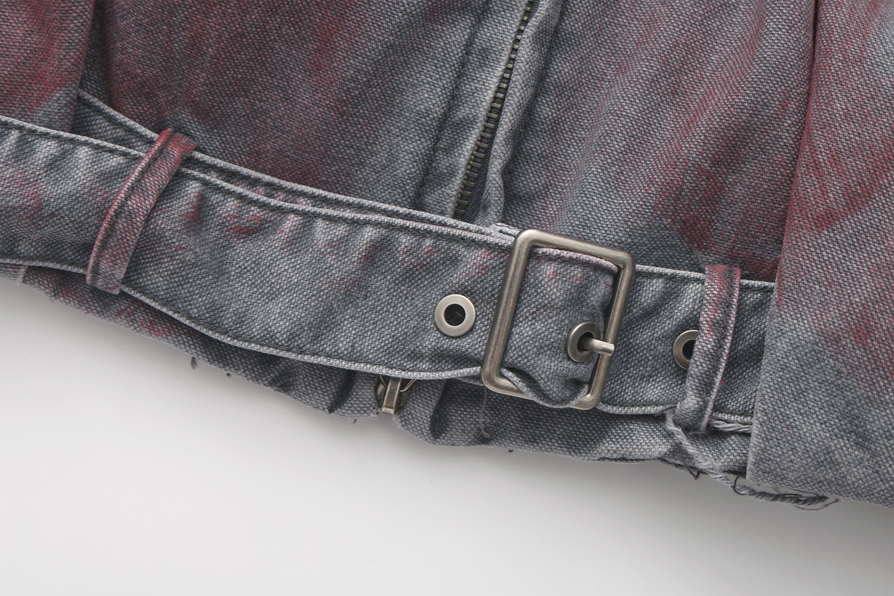 VANN VALRENCE Washed Distressed Multi-Pocket Utility Denim Jacket