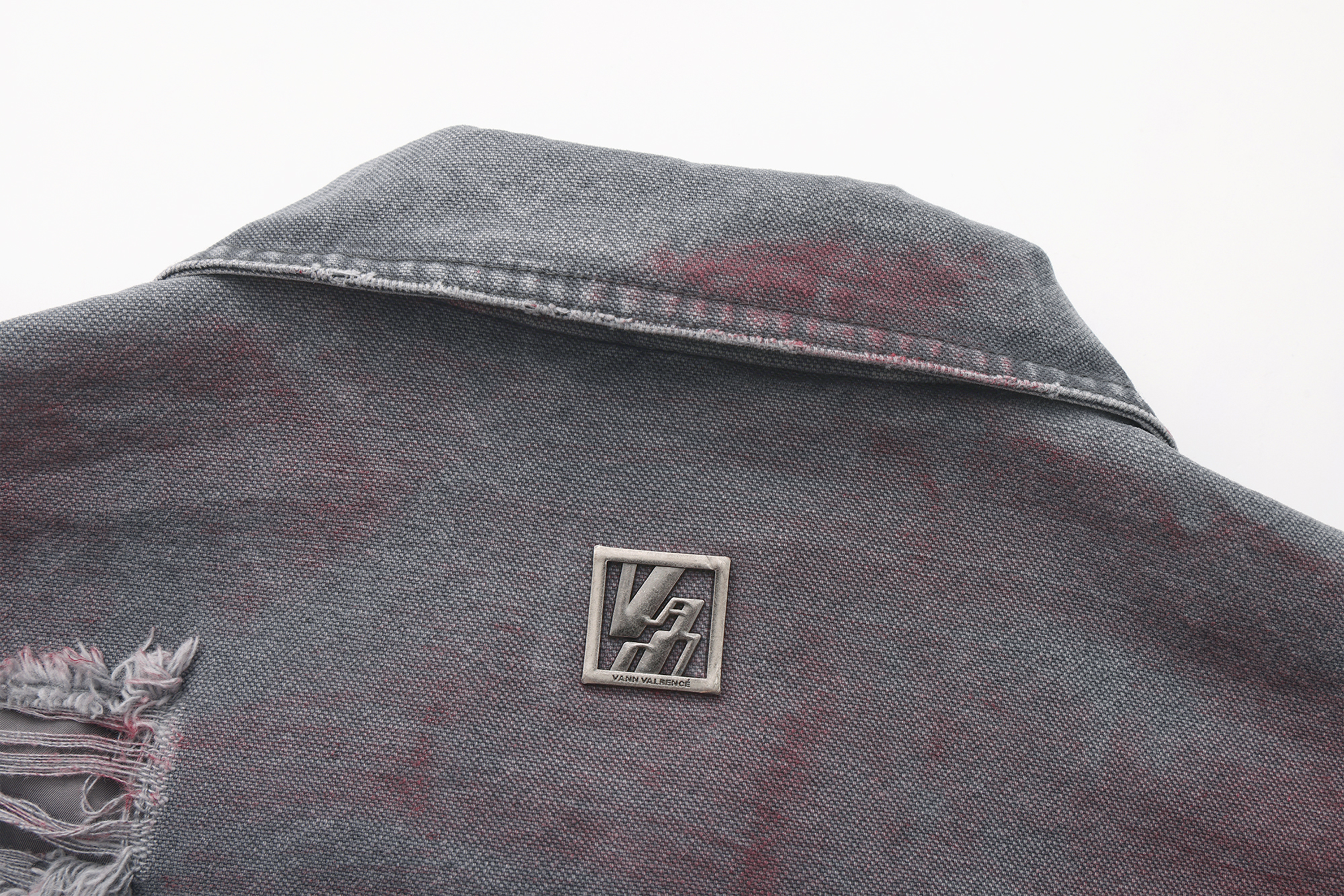 VANN VALRENCE Washed Distressed Multi-Pocket Utility Denim Jacket