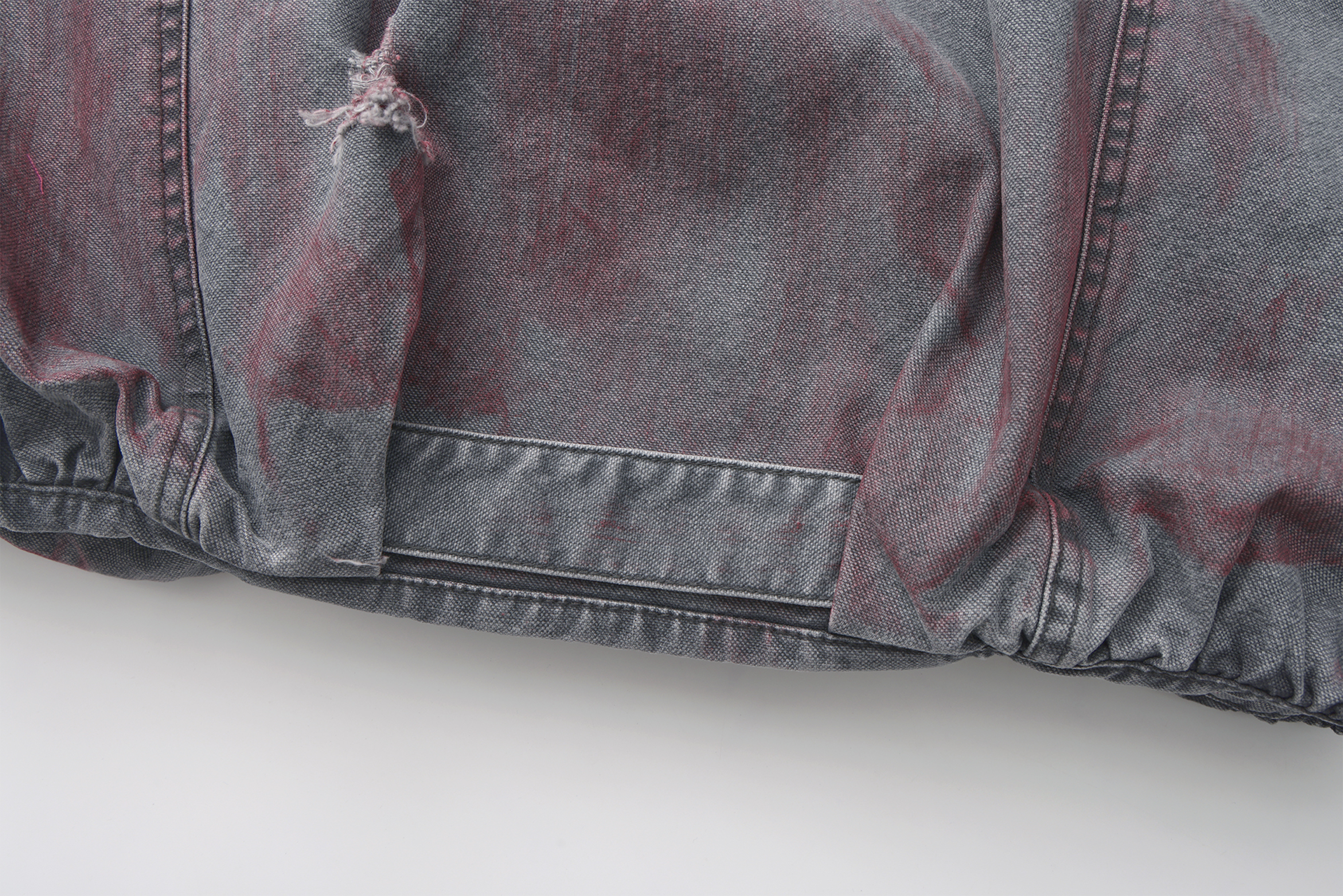 VANN VALRENCE Washed Distressed Multi-Pocket Utility Denim Jacket