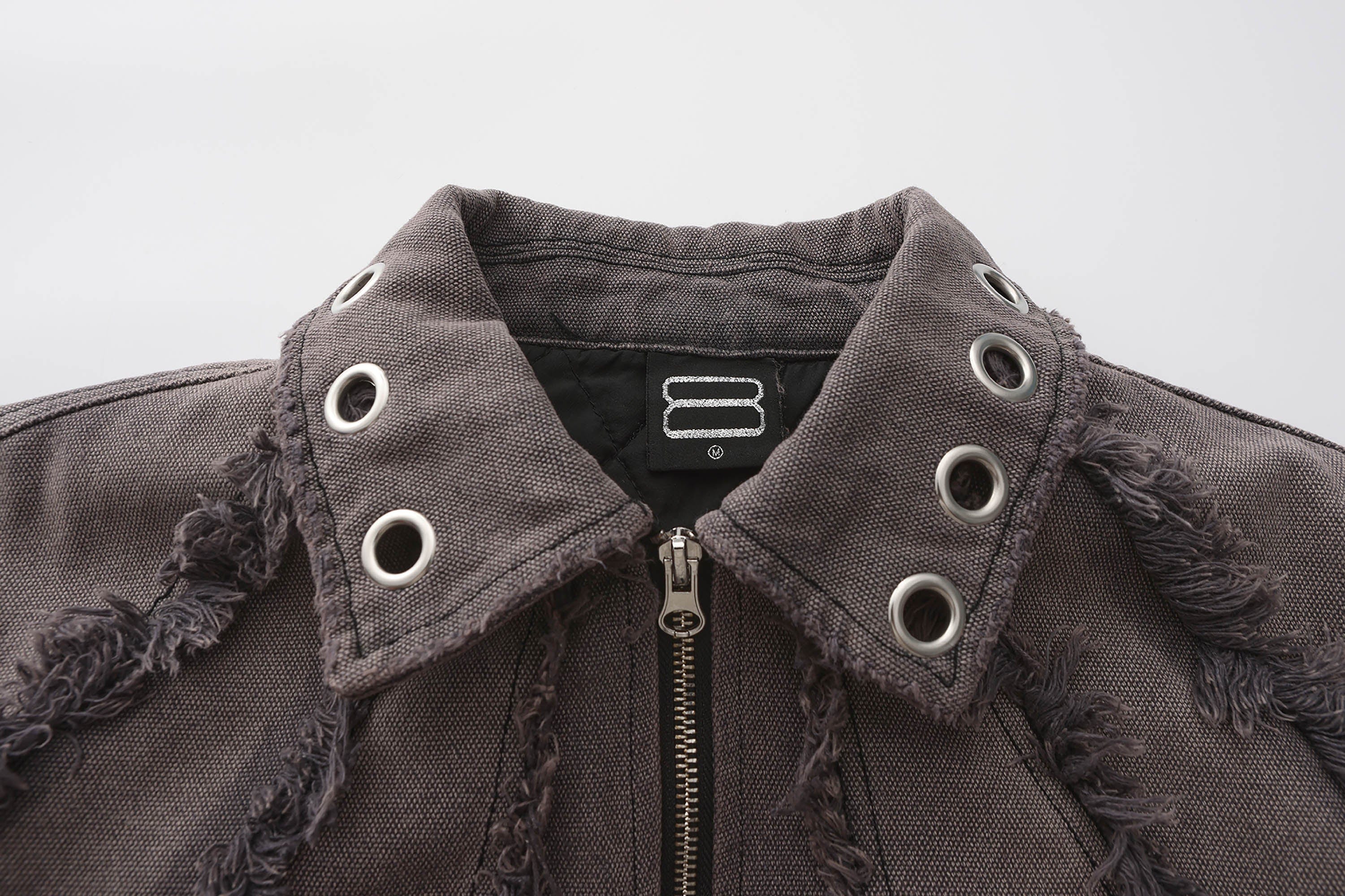 BLACK8MOB Deconstructed Frayed Jacket, premium urban and streetwear designers apparel on PROJECTISR.com, BLACK8MOB