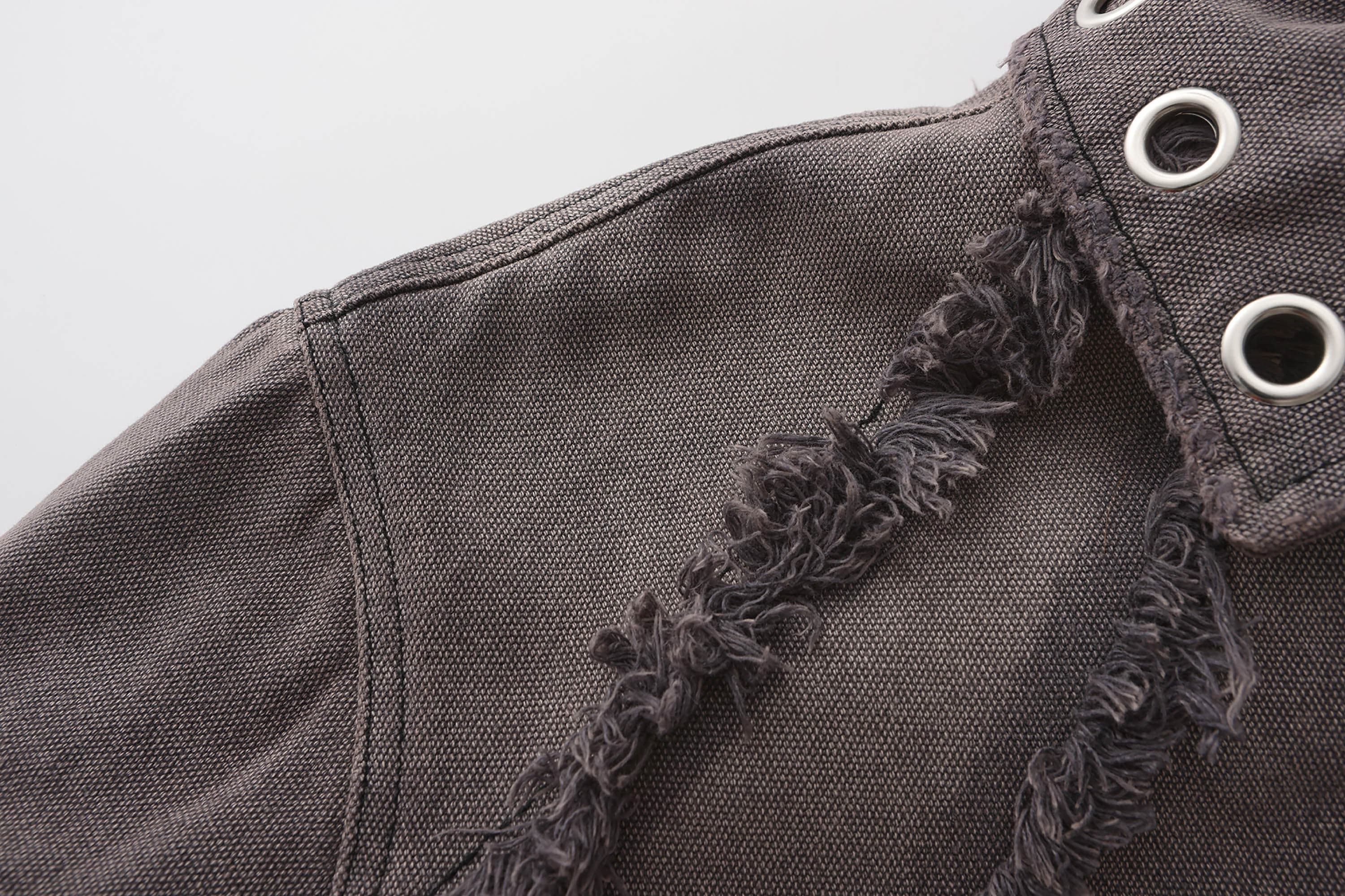 BLACK8MOB Deconstructed Frayed Jacket, premium urban and streetwear designers apparel on PROJECTISR.com, BLACK8MOB