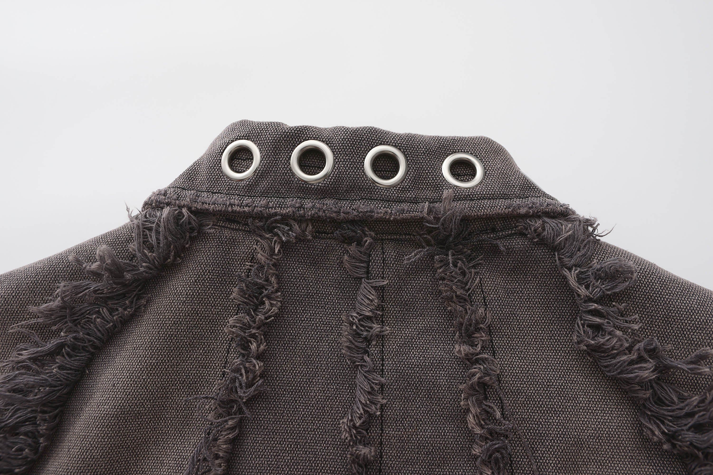 BLACK8MOB Deconstructed Frayed Jacket, premium urban and streetwear designers apparel on PROJECTISR.com, BLACK8MOB