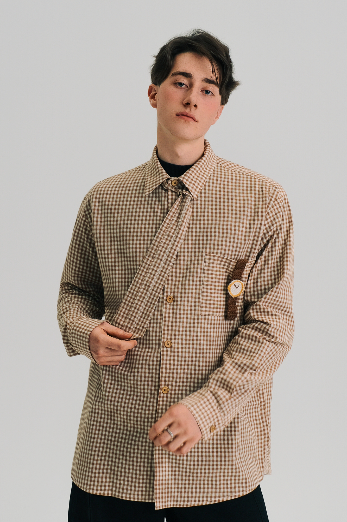 WIID Neck Tie Gingham Shirt