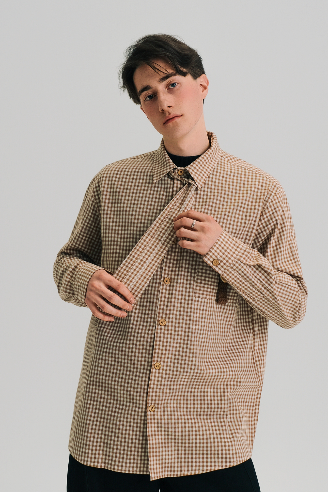 WIID Neck Tie Gingham Shirt