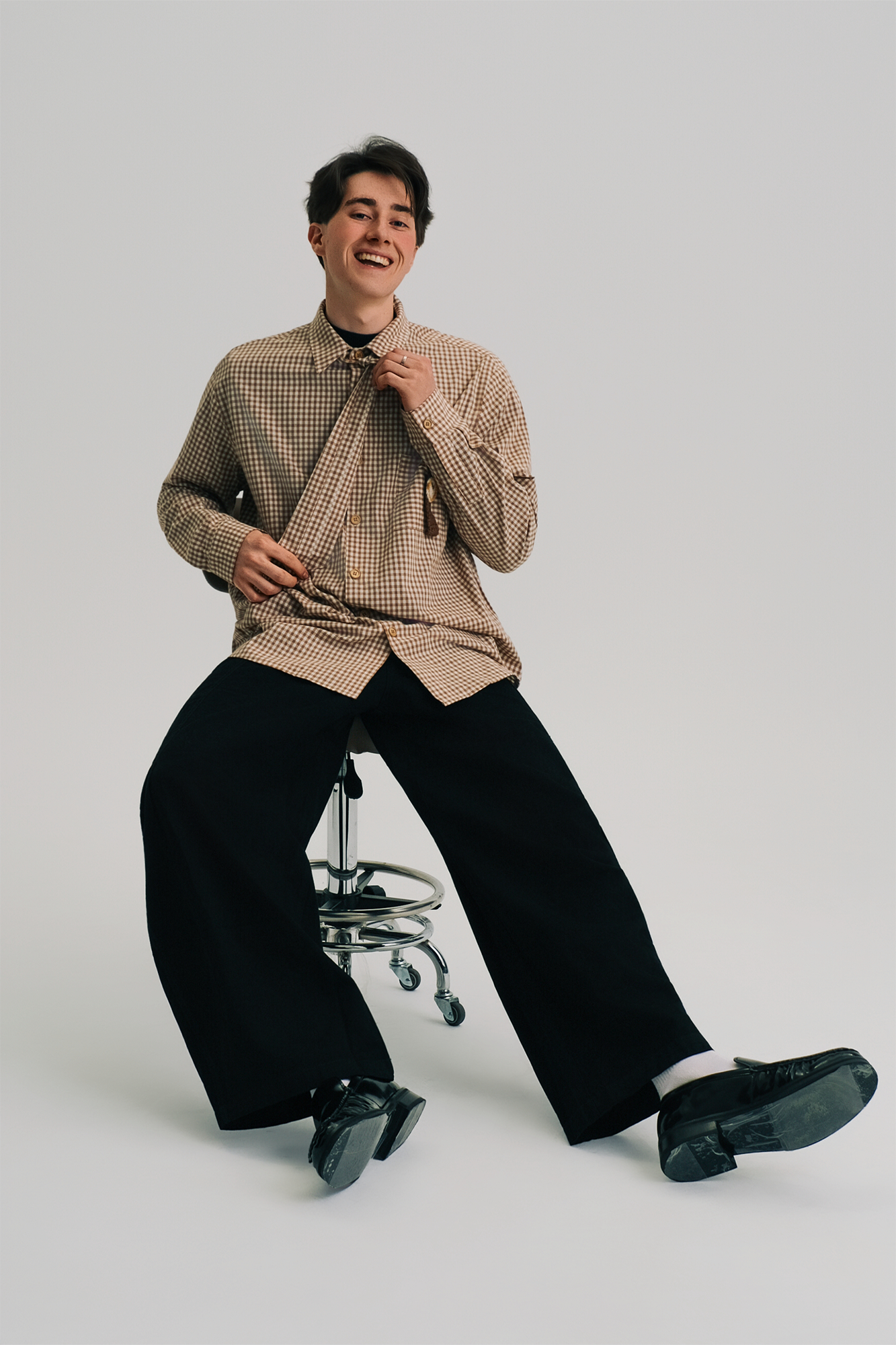 WIID Neck Tie Gingham Shirt