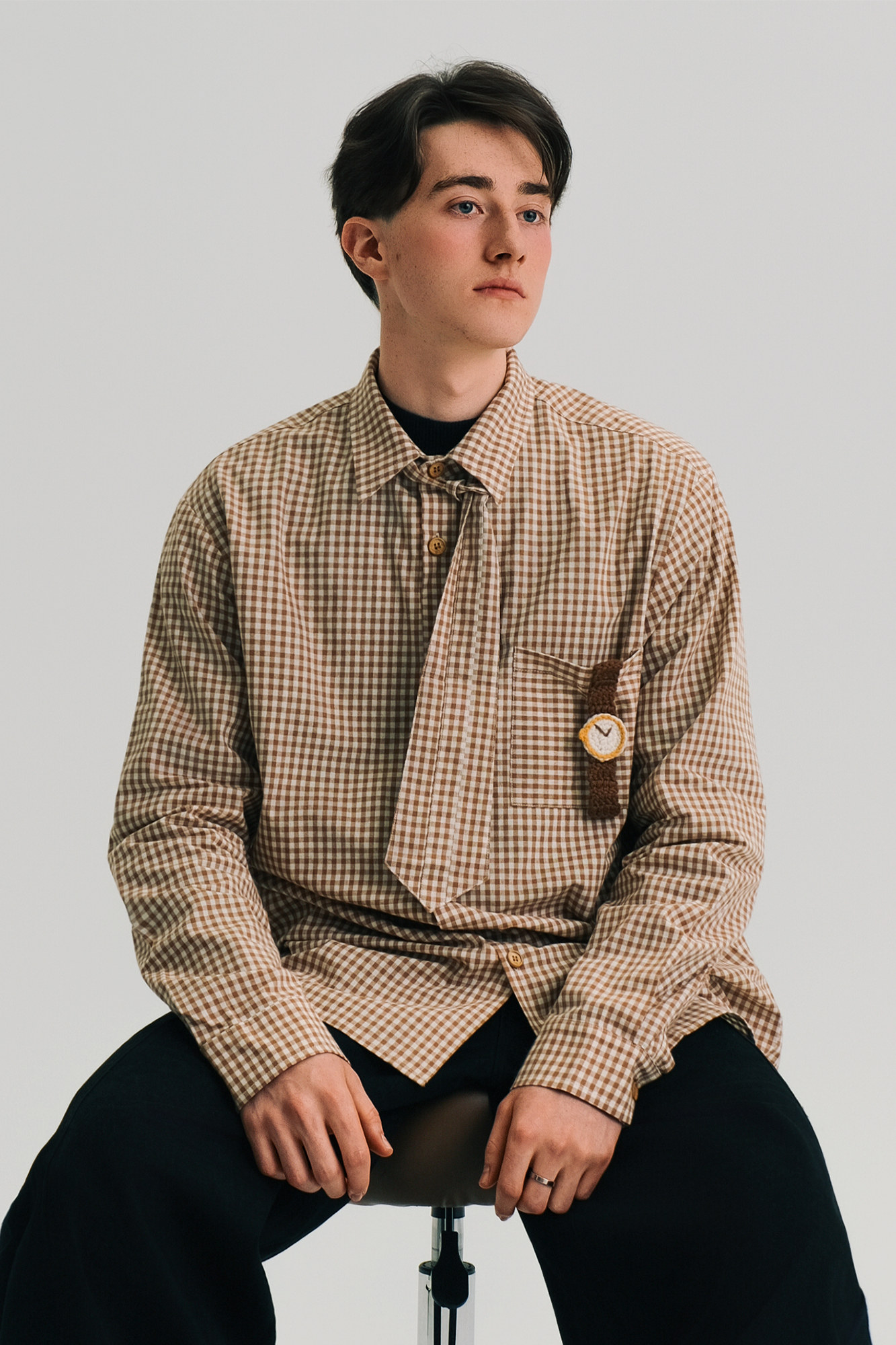 WIID Neck Tie Gingham Shirt