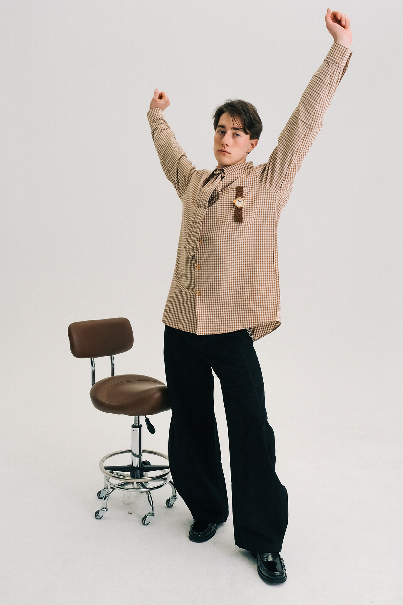 WIID Neck Tie Gingham Shirt