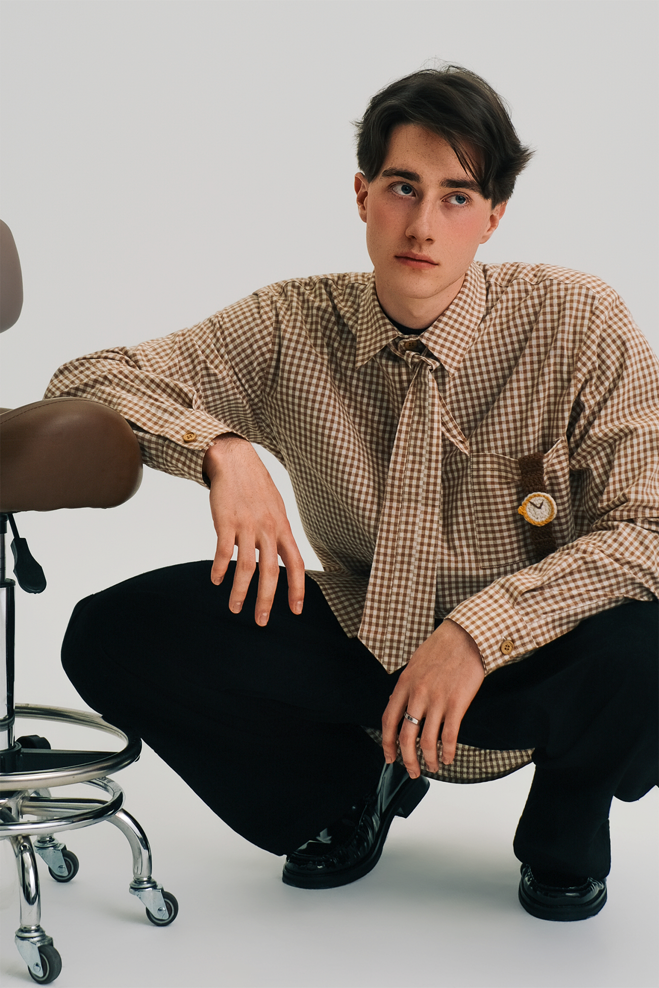 WIID Neck Tie Gingham Shirt