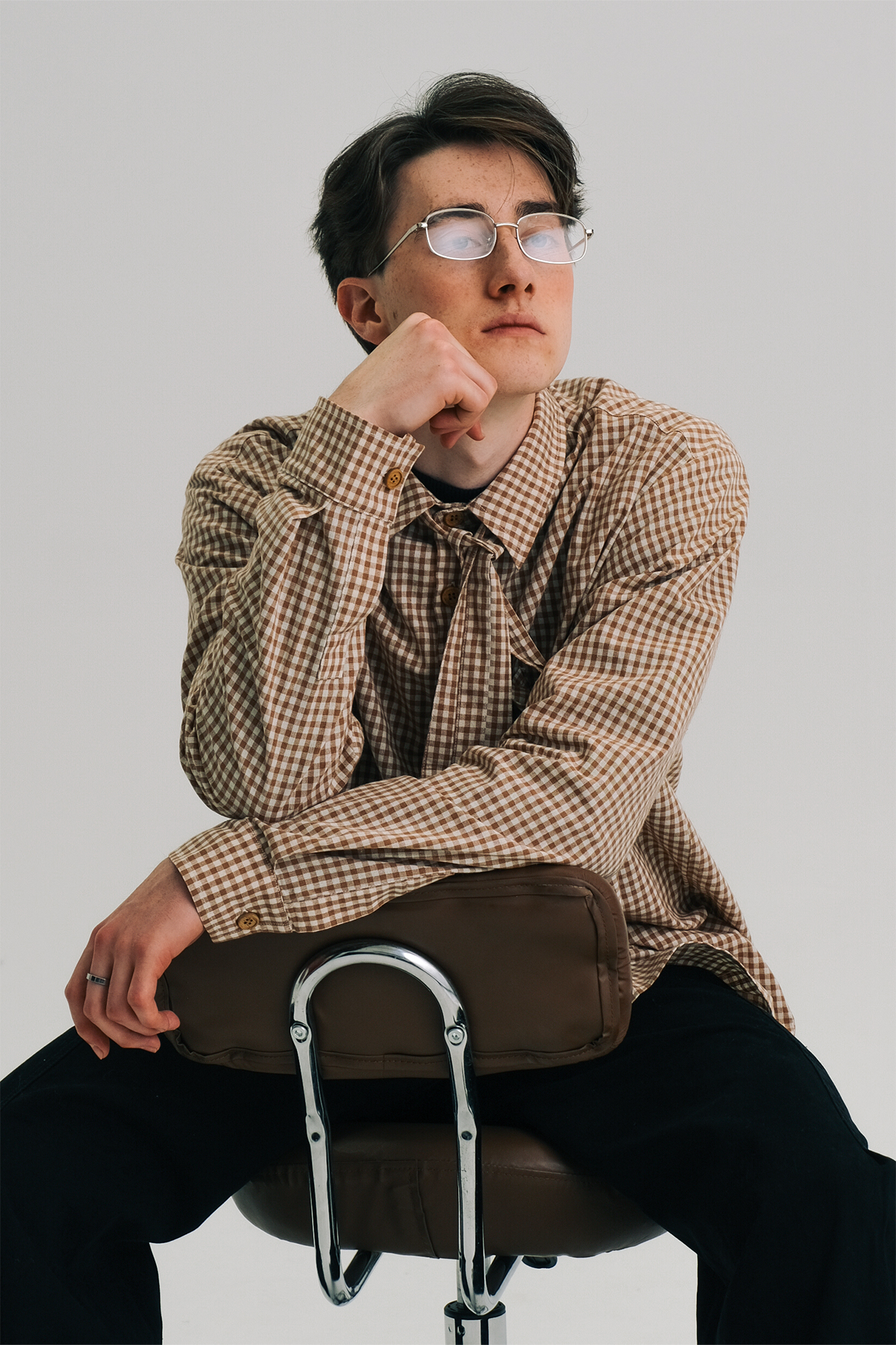 WIID Neck Tie Gingham Shirt