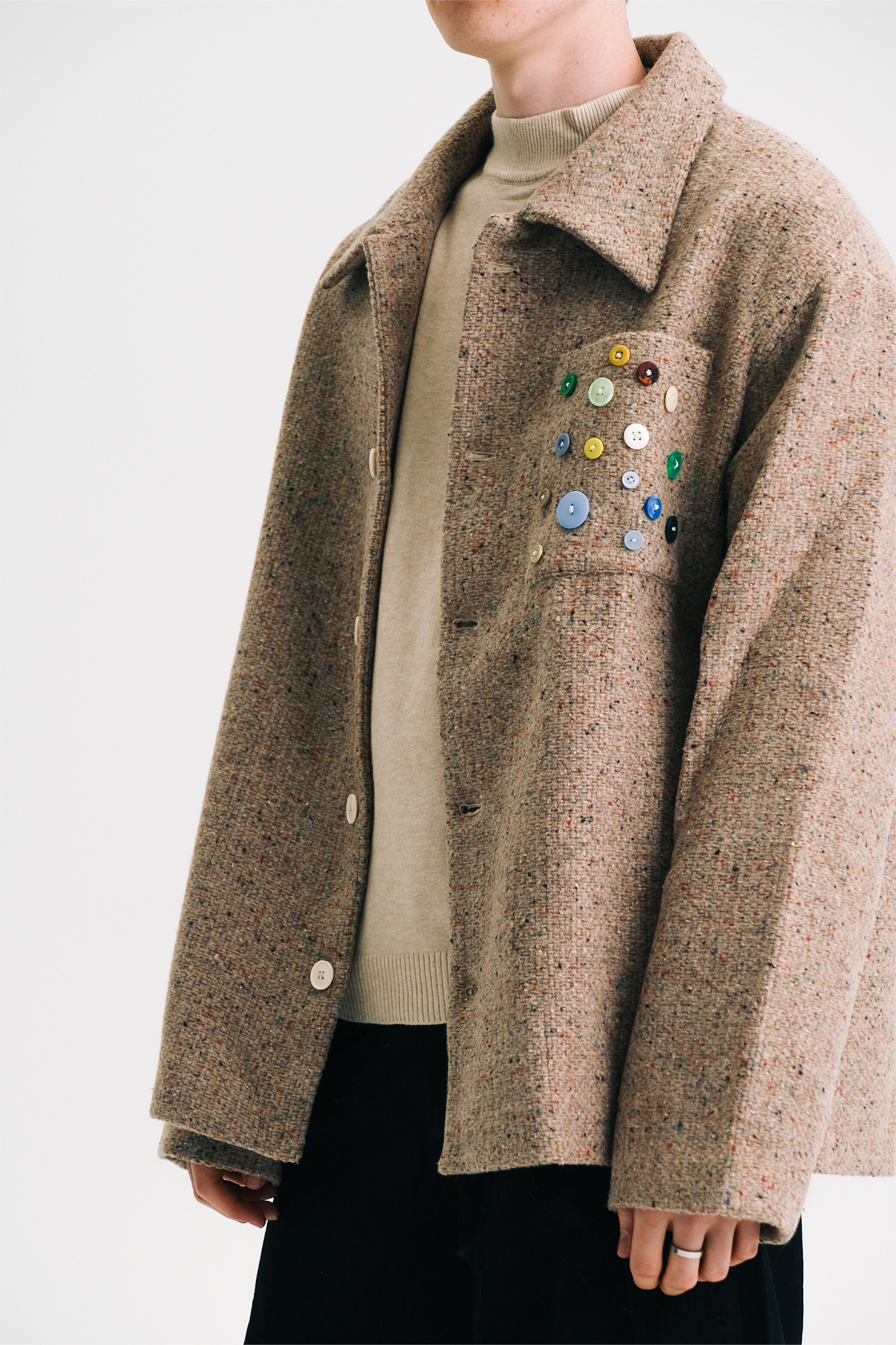WIID Button-Embellished Pocket Wool-Blend Jacket