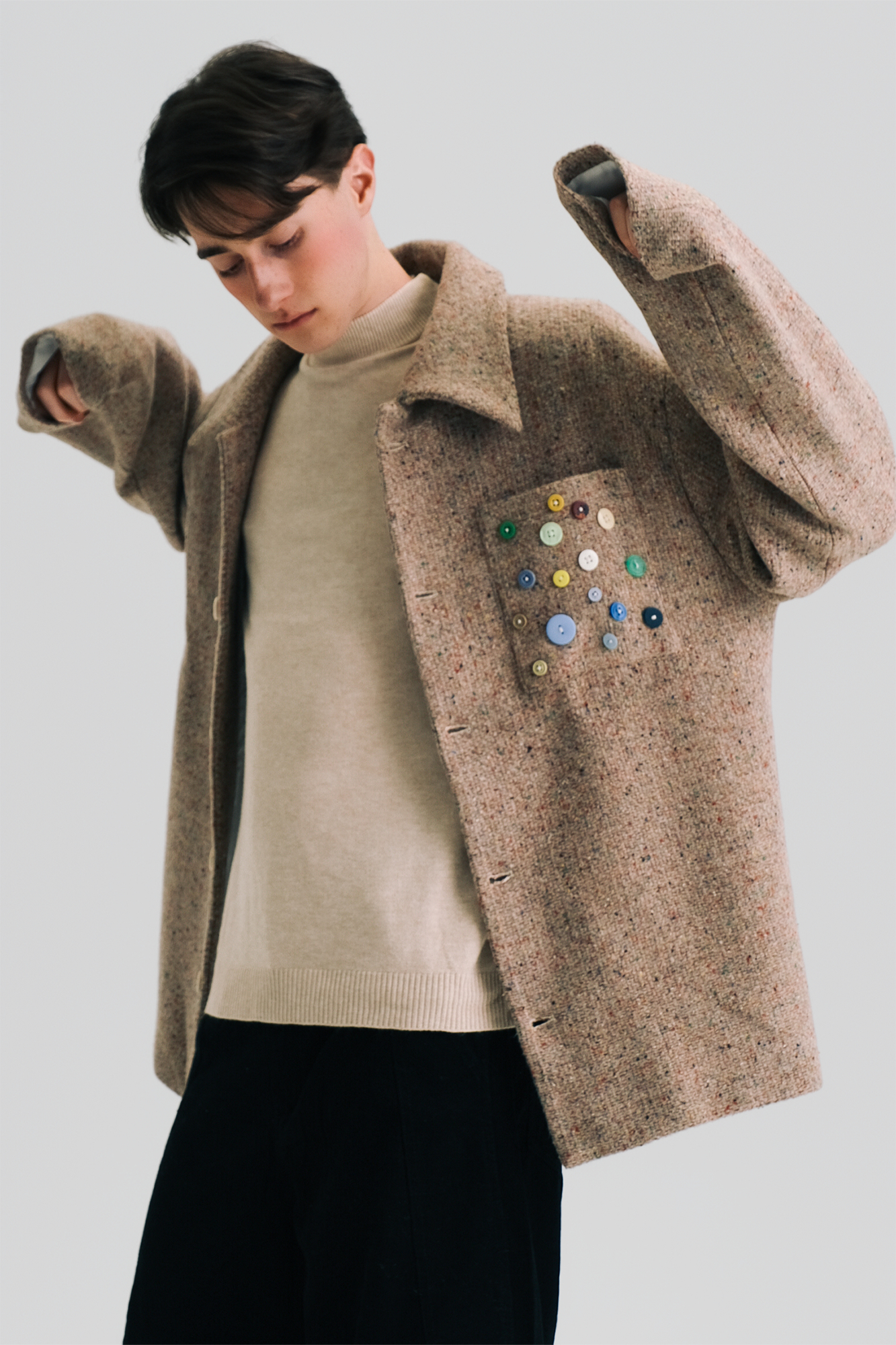 WIID Button-Embellished Pocket Wool-Blend Jacket