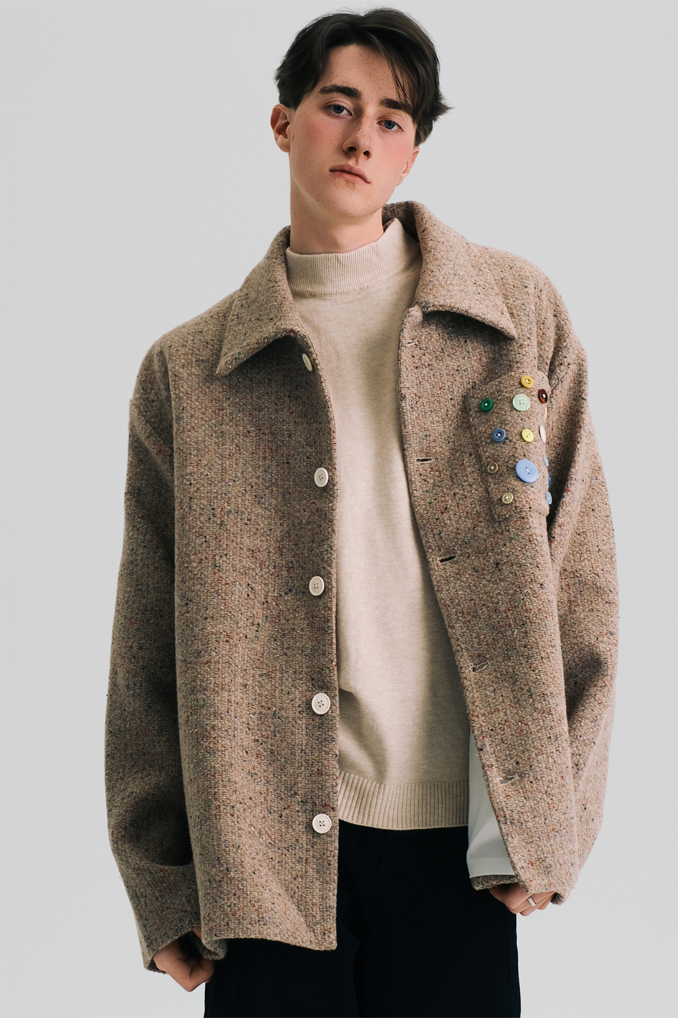 WIID Button-Embellished Pocket Wool-Blend Jacket