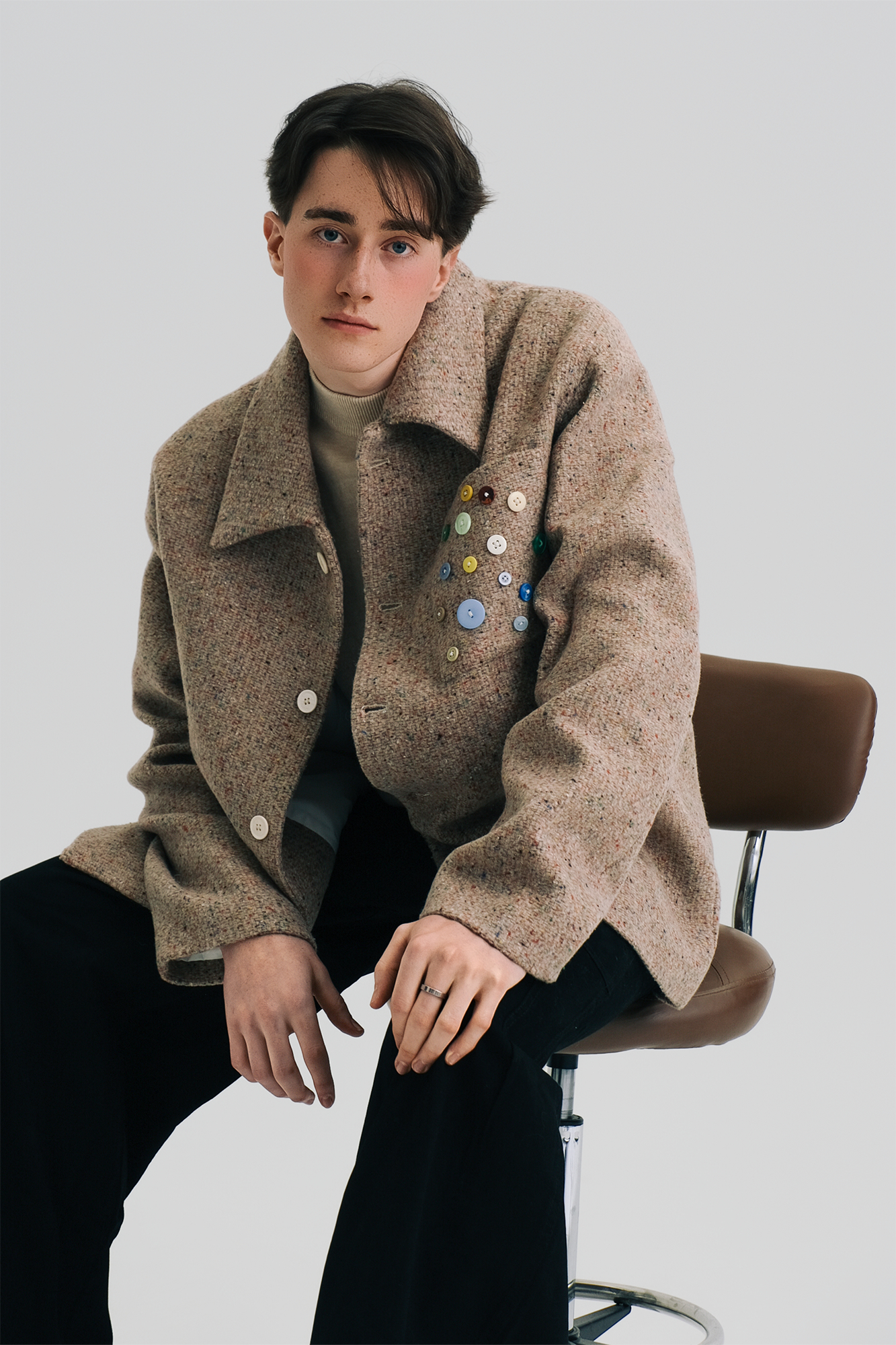 WIID Button-Embellished Pocket Wool-Blend Jacket