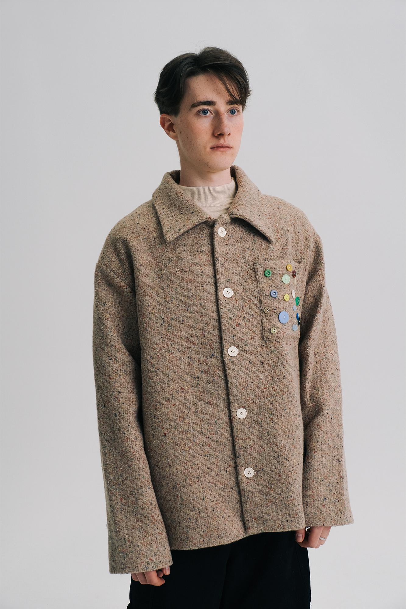 WIID Button-Embellished Pocket Wool-Blend Jacket