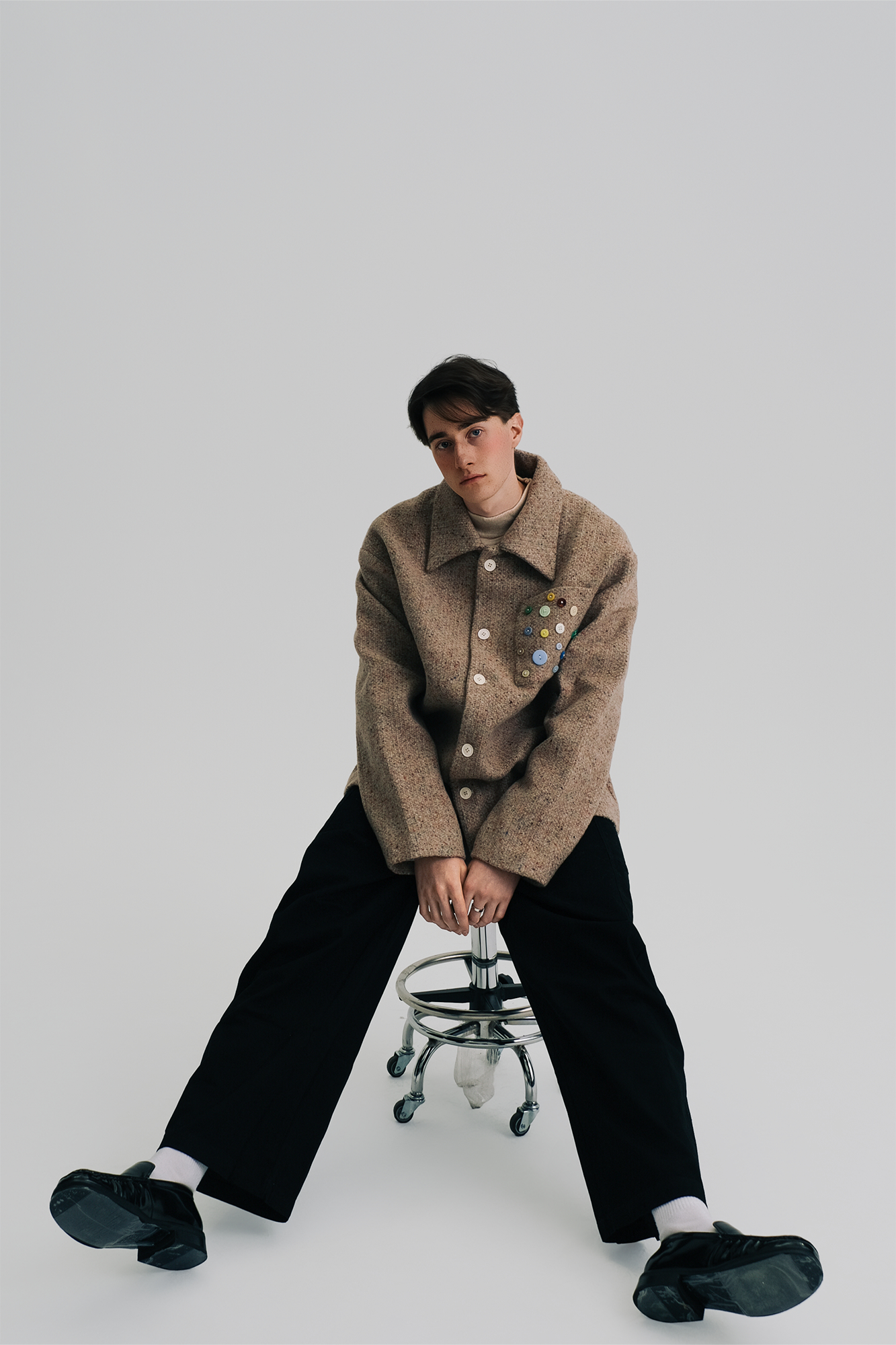 WIID Button-Embellished Pocket Wool-Blend Jacket