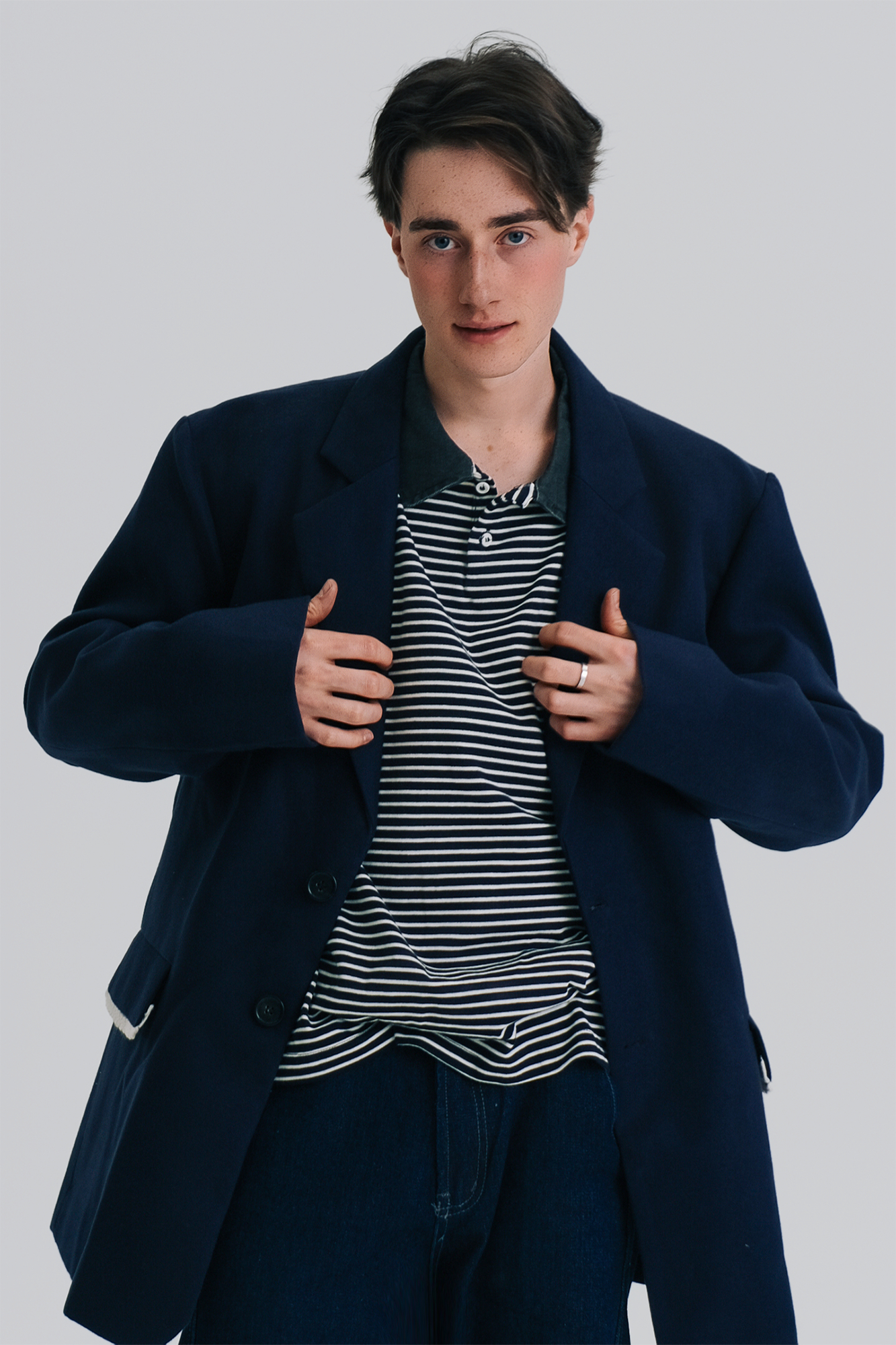 WIID Braid-Trim Flap Pockets Oversized Blazer