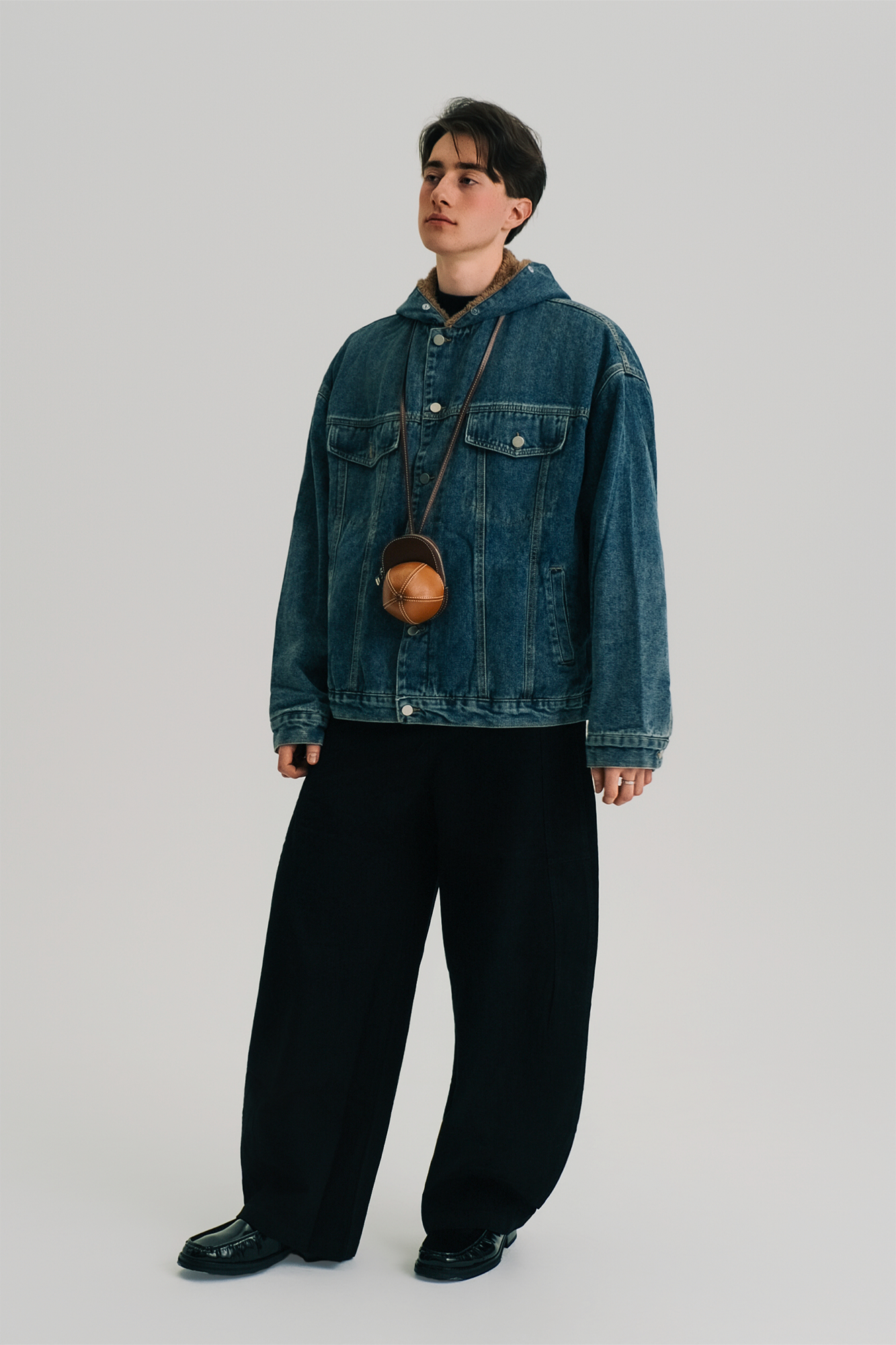 WIID Detachable Faux Fur-Collared Denim Jacket