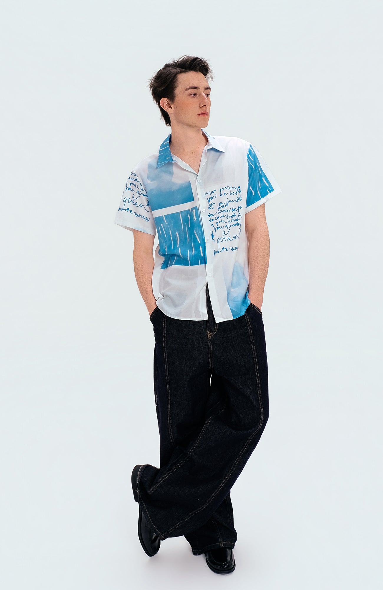 WIID Paneled Full-Print Half Shirt, premium urban and streetwear designers apparel on PROJECTISR.com, WIID