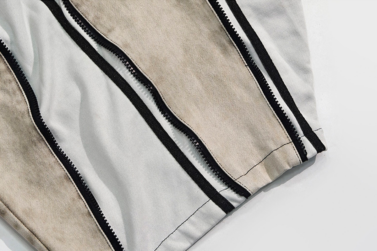 UUCSCC Washed Multi-Zipper Wide-Leg Jeans