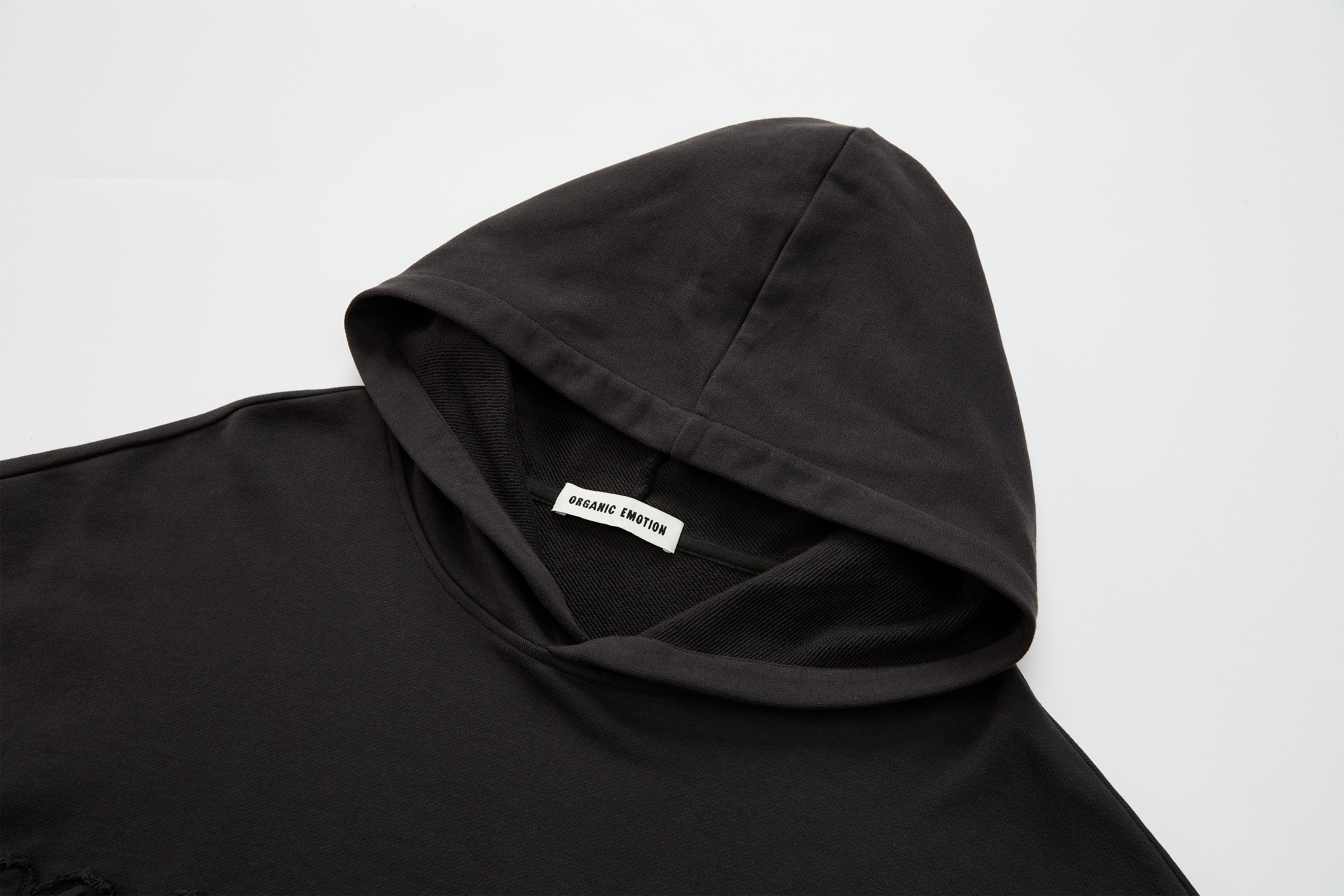 ORGANIC EMOTION Asymmetrical Hem LOGO Embroidered Hoodie, premium urban and streetwear designers apparel on PROJECTISR.com, ORGANIC EMOTION