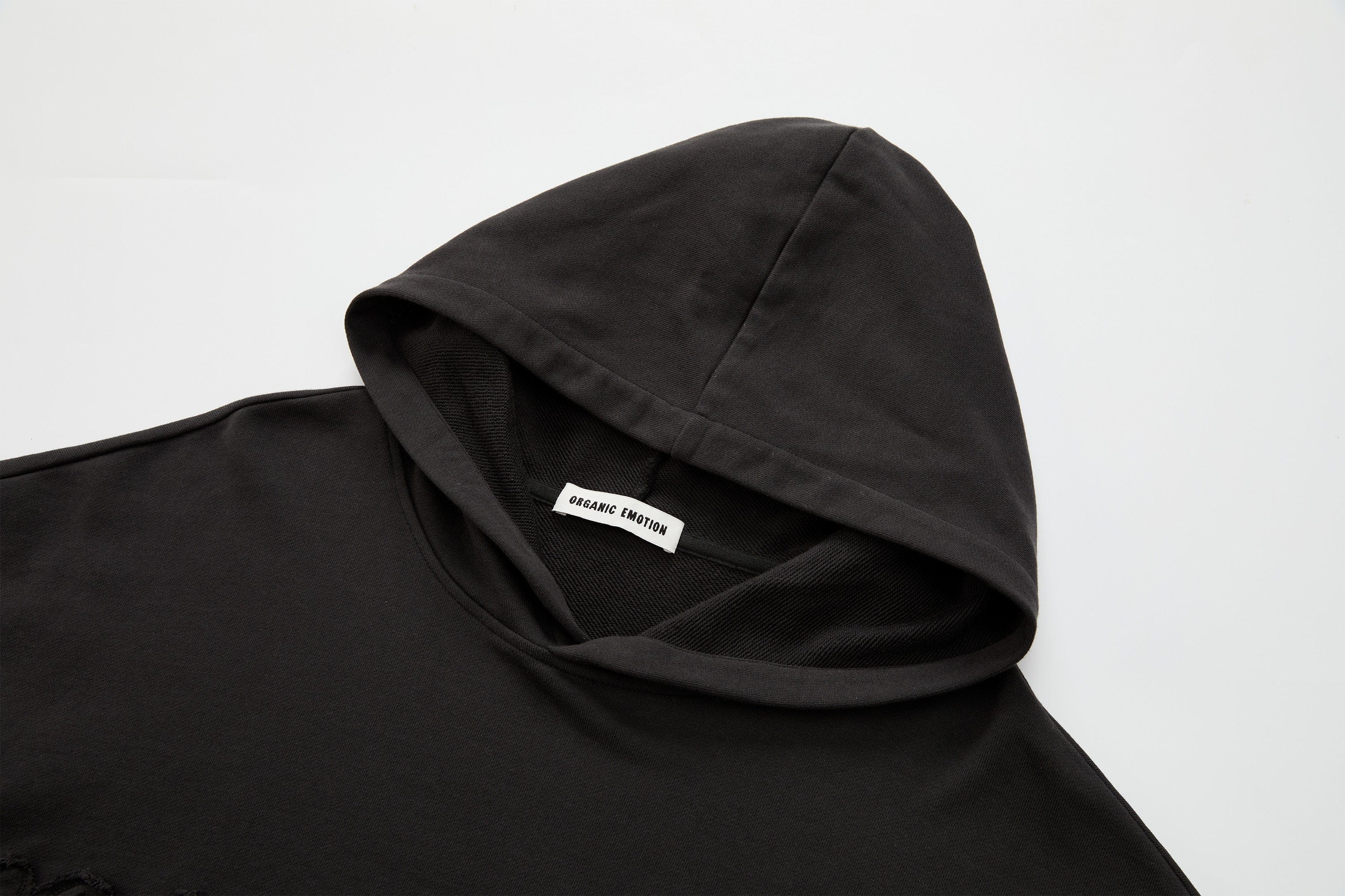 ORGANIC EMOTION Asymmetrical Hem LOGO Embroidered Hoodie, premium urban and streetwear designers apparel on PROJECTISR.com, ORGANIC EMOTION