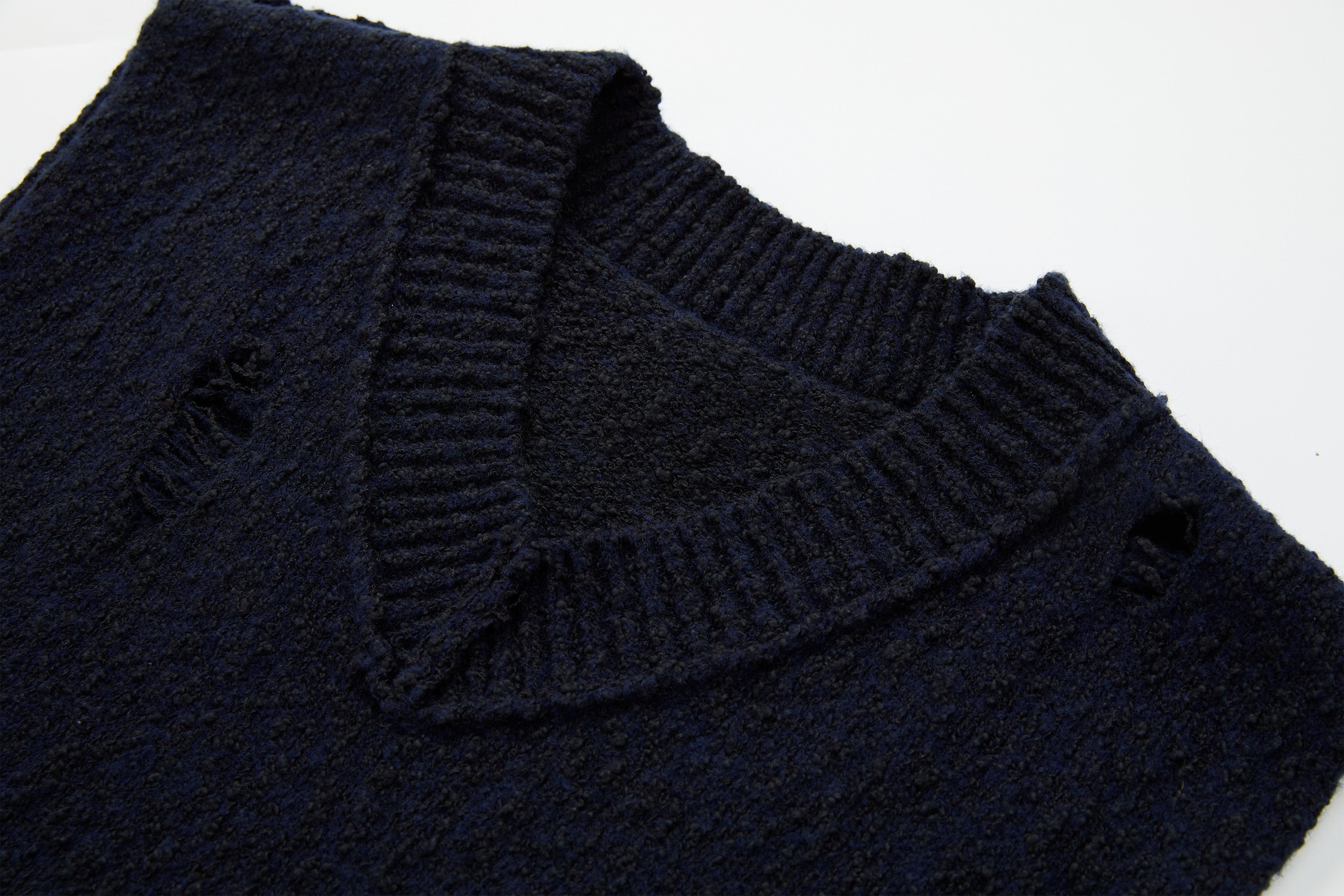ORGANIC EMOTION Asymmetrical Distressed Bubble-Knit Vest, premium urban and streetwear designers apparel on PROJECTISR.com, ORGANIC EMOTION