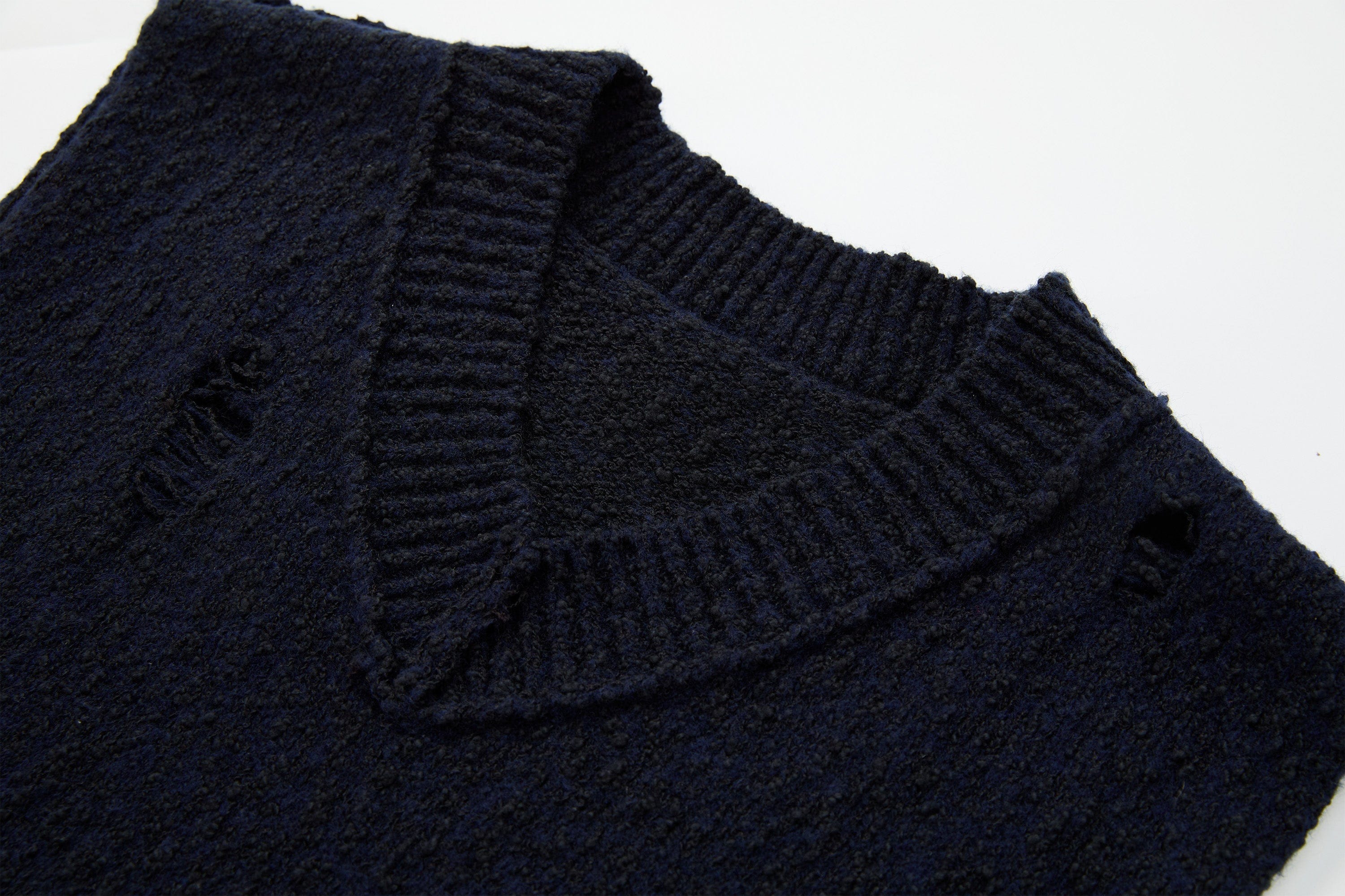 ORGANIC EMOTION Asymmetrical Distressed Bubble-Knit Vest, premium urban and streetwear designers apparel on PROJECTISR.com, ORGANIC EMOTION