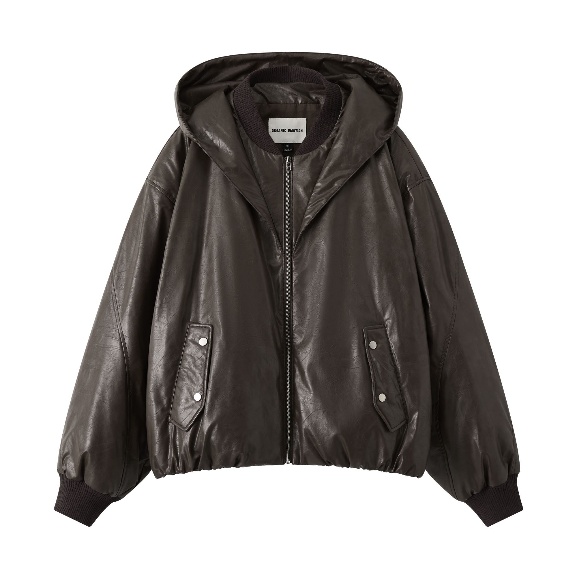 ORGANIC EMOTION Deconstructed PU Oversized Puffer Jacket