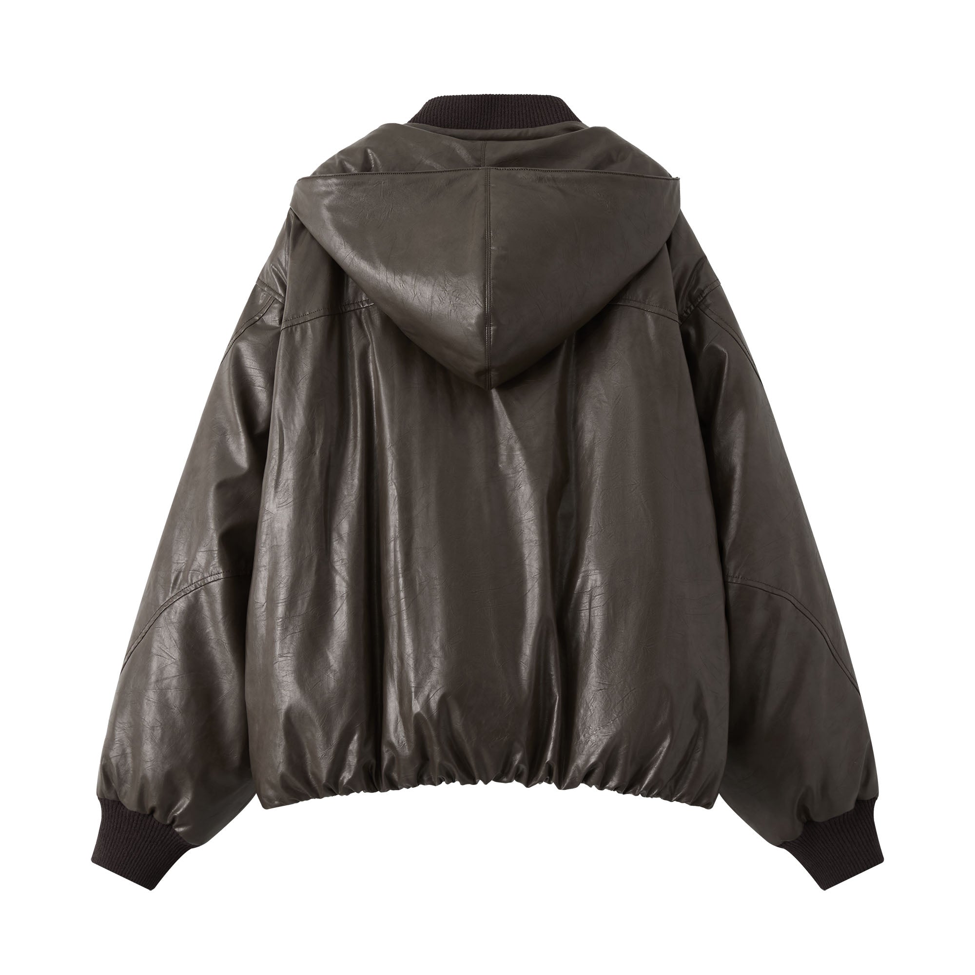 ORGANIC EMOTION Deconstructed PU Oversized Puffer Jacket